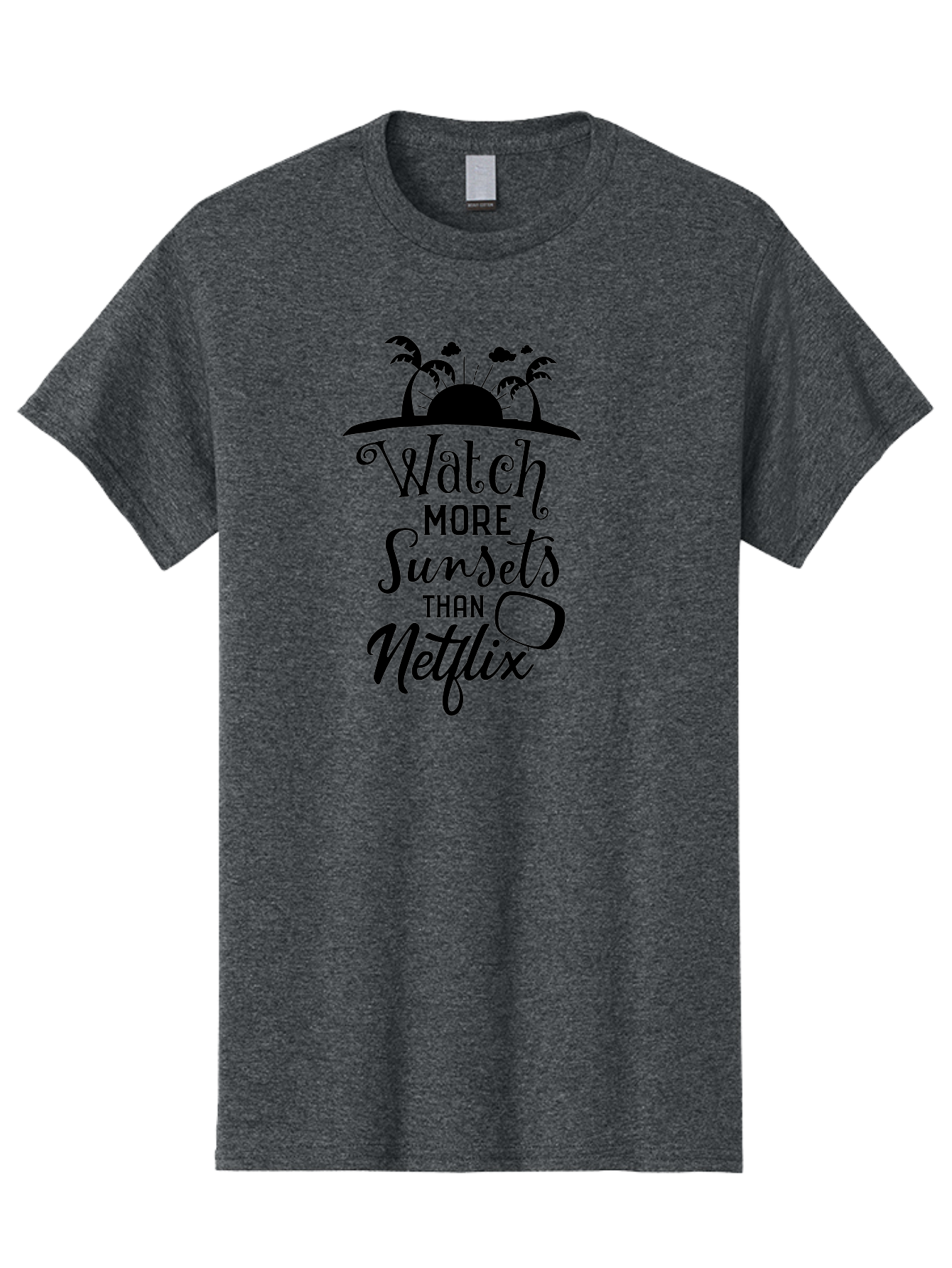 Watch-More-Sunsets-Than-Netflix Men'S Graphic Tee, 100% Cotton, Comfortable Casual Summer Wear, Machine Washable, Tropical Getaway, Sunset Vibes, Paradise Found, Wanderlust, Travel Inspiration, Netflix Alternative, Outdoor Adventures, Aad289 27