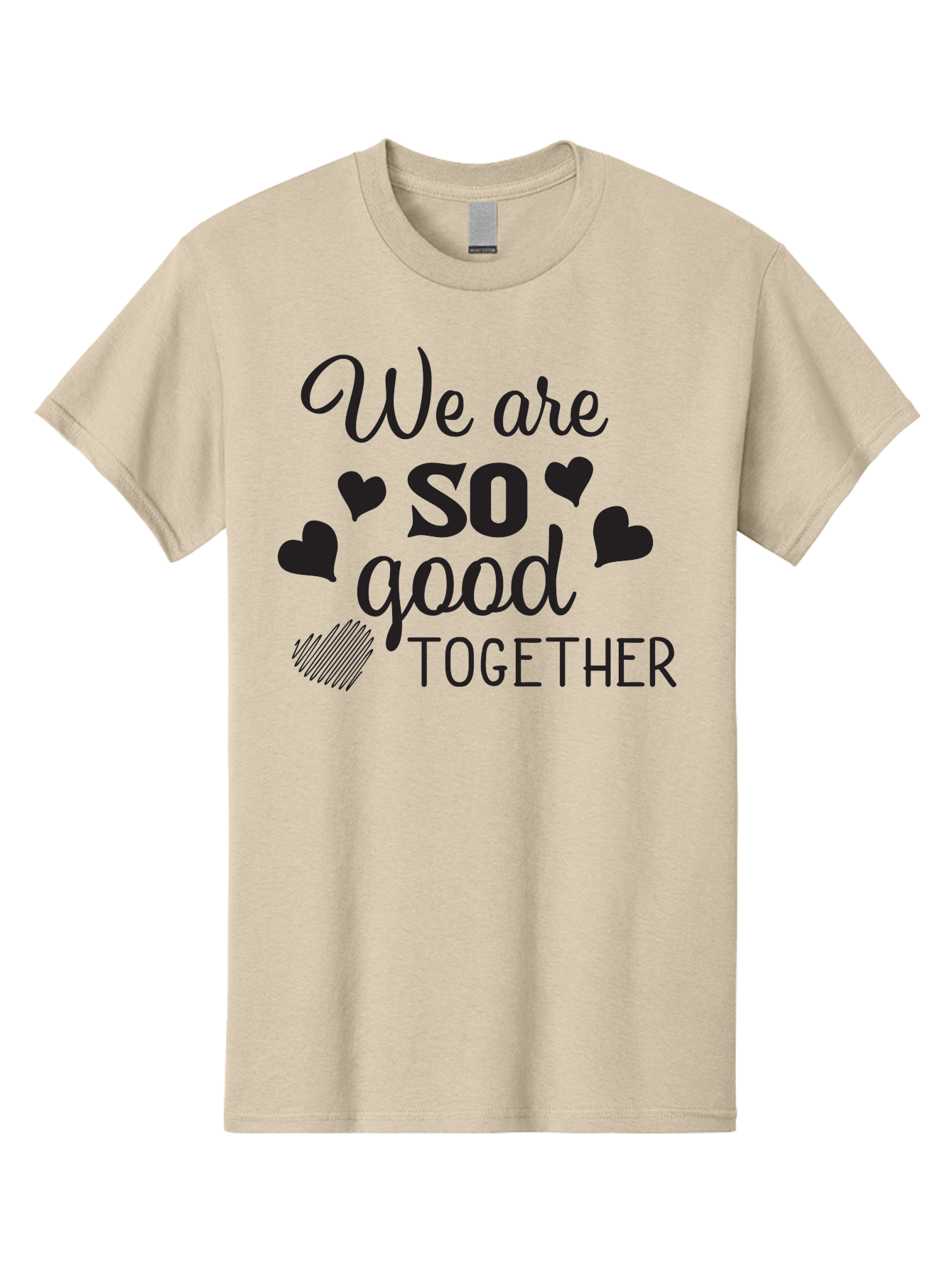 We-Are-So-Good-Together Men'S Graphic Tee, 100% Cotton, Comfortable Casual Summer Wear, Machine Washable, Love Quote, Couple Goals, Hearts, Positive Affirmation, Relationship Quote, Black Typography, Heartfelt Message, Together Forever Aad290 15