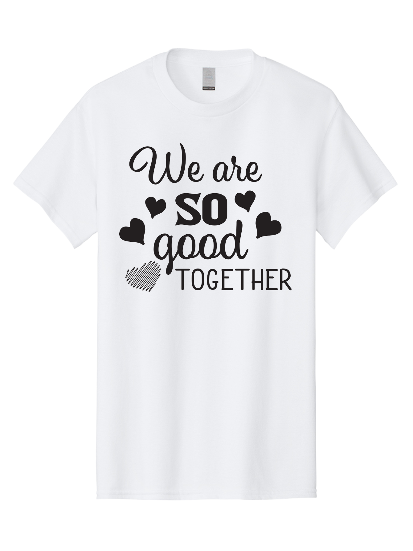 We-Are-So-Good-Together Men'S Graphic Tee, 100% Cotton, Comfortable Casual Summer Wear, Machine Washable, Love Quote, Couple Goals, Hearts, Positive Affirmation, Relationship Quote, Black Typography, Heartfelt Message, Together Forever Aad290 13