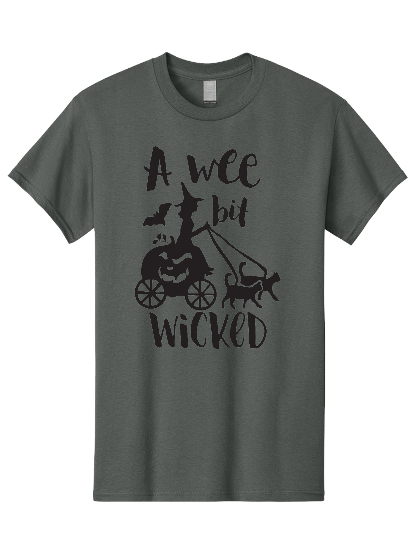Wee-Bit-Wicked Men'S Graphic Tee, 100% Cotton, Comfortable Casual Summer Wear, Machine Washable, Witch Riding Pumpkin Cart, Black Cats, Bats, Halloween Silhouette, Spooky Scene, Halloween Decorations, Witchy Vibes, Jack-O-Lantern, Aad293 11