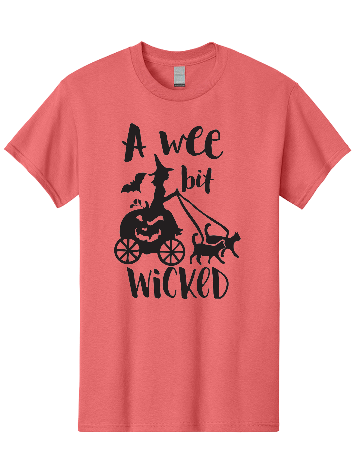 Wee-Bit-Wicked Men'S Graphic Tee, 100% Cotton, Comfortable Casual Summer Wear, Machine Washable, Witch Riding Pumpkin Cart, Black Cats, Bats, Halloween Silhouette, Spooky Scene, Halloween Decorations, Witchy Vibes, Jack-O-Lantern, Aad293 29