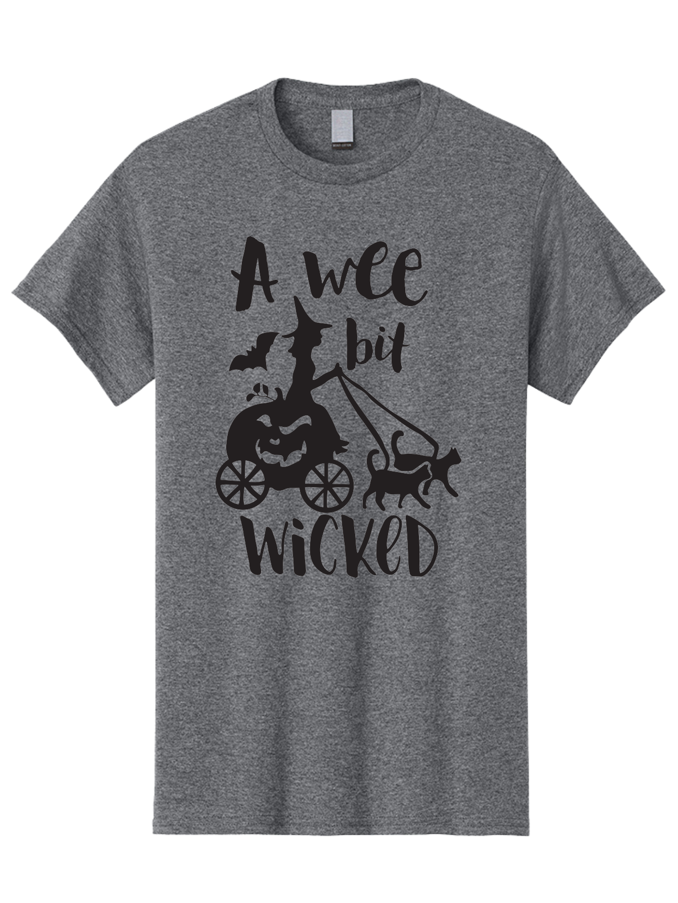 Wee-Bit-Wicked Men'S Graphic Tee, 100% Cotton, Comfortable Casual Summer Wear, Machine Washable, Witch Riding Pumpkin Cart, Black Cats, Bats, Halloween Silhouette, Spooky Scene, Halloween Decorations, Witchy Vibes, Jack-O-Lantern, Aad293 19