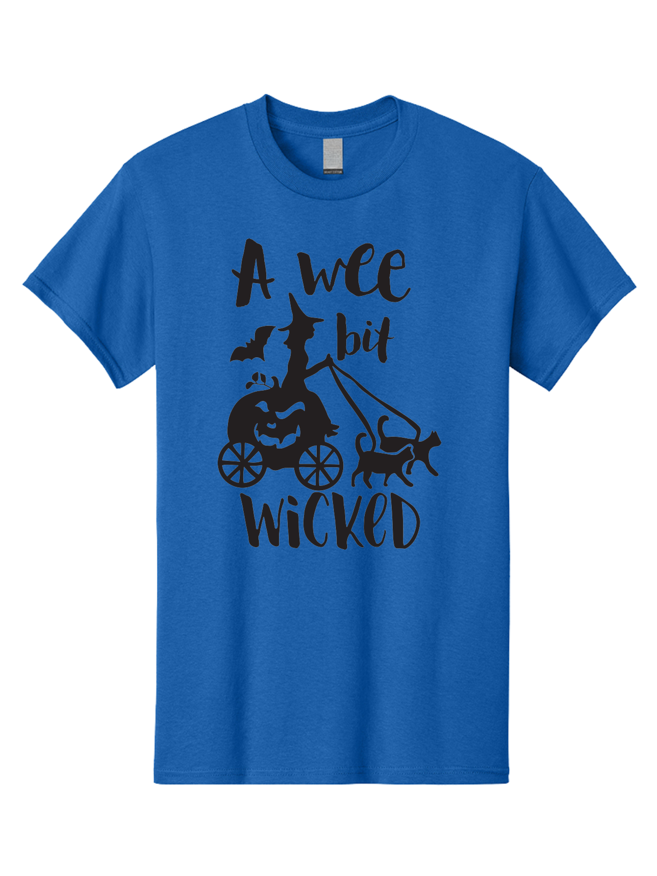 Wee-Bit-Wicked Men'S Graphic Tee, 100% Cotton, Comfortable Casual Summer Wear, Machine Washable, Witch Riding Pumpkin Cart, Black Cats, Bats, Halloween Silhouette, Spooky Scene, Halloween Decorations, Witchy Vibes, Jack-O-Lantern, Aad293 17