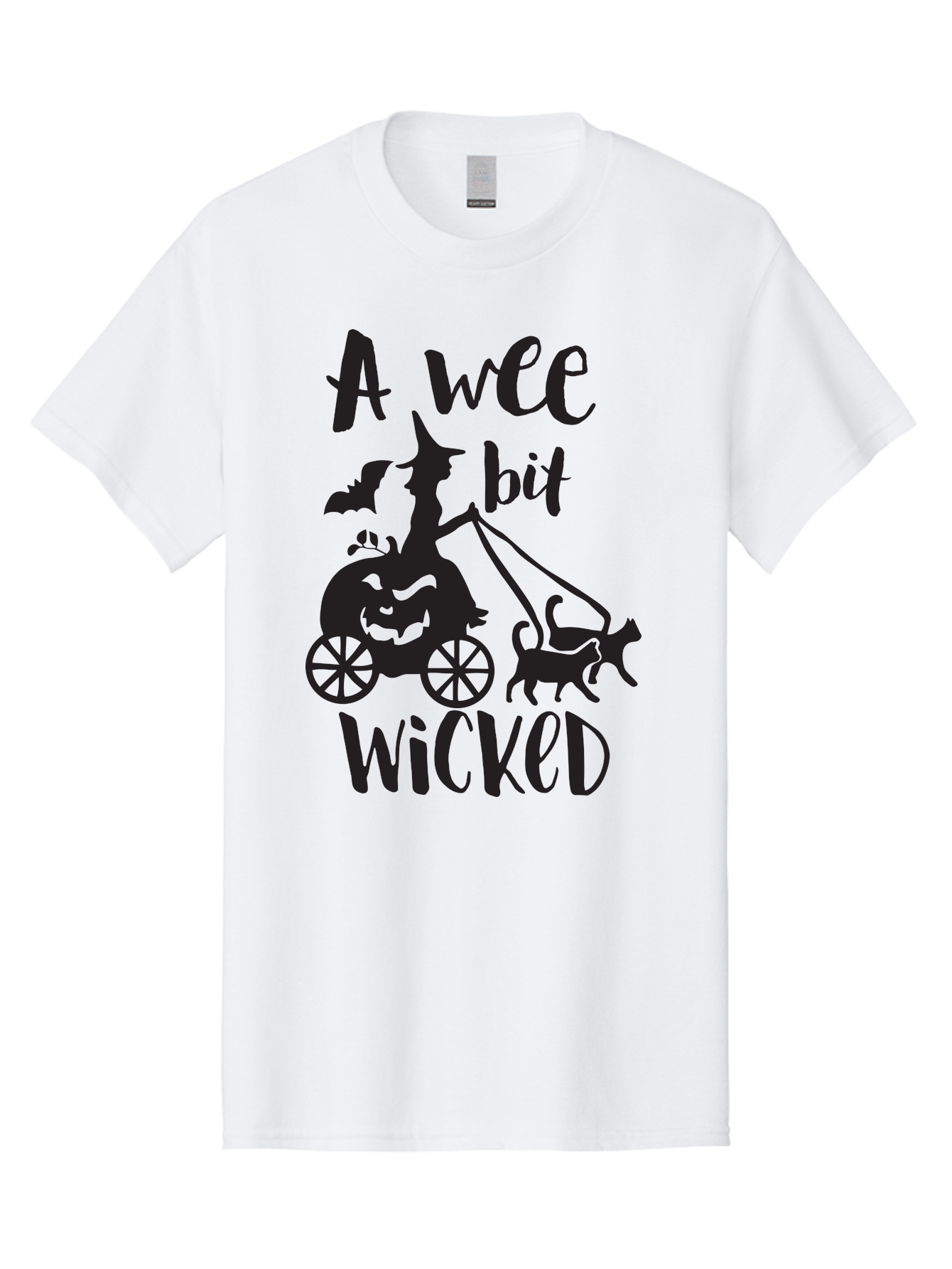 Wee-Bit-Wicked Men'S Graphic Tee, 100% Cotton, Comfortable Casual Summer Wear, Machine Washable, Witch Riding Pumpkin Cart, Black Cats, Bats, Halloween Silhouette, Spooky Scene, Halloween Decorations, Witchy Vibes, Jack-O-Lantern, Aad293 15