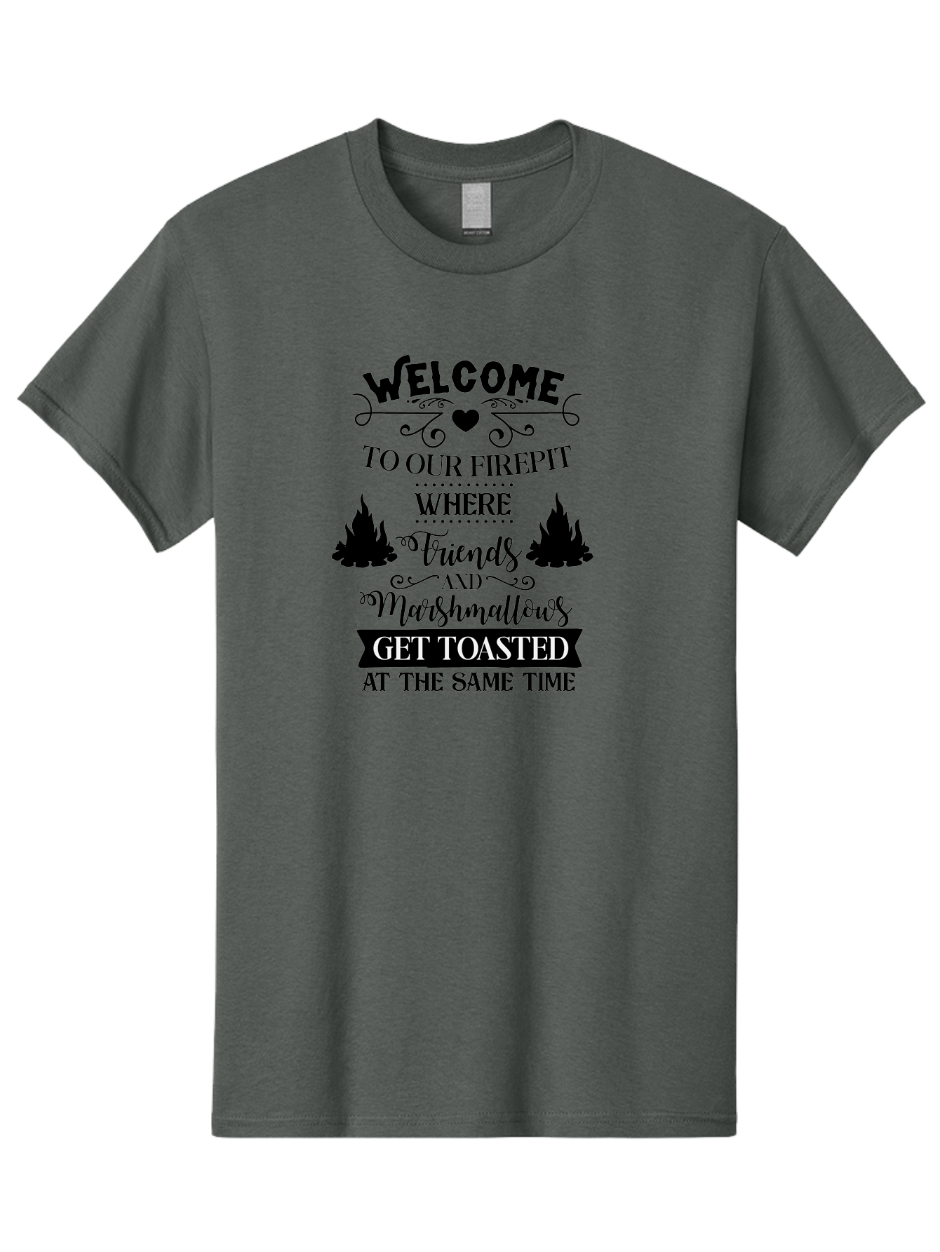 Welcome-To-Our-Firepit Men'S Graphic Tee, 100% Cotton, Comfortable Casual Summer Wear, Machine Washable, Camping Quotes, Friendship Quotes, Marshmallow Toasting, Campfire Quotes, Outdoor Fun, Friendship And Marshmallows, Toasted Treats, Aad296 1