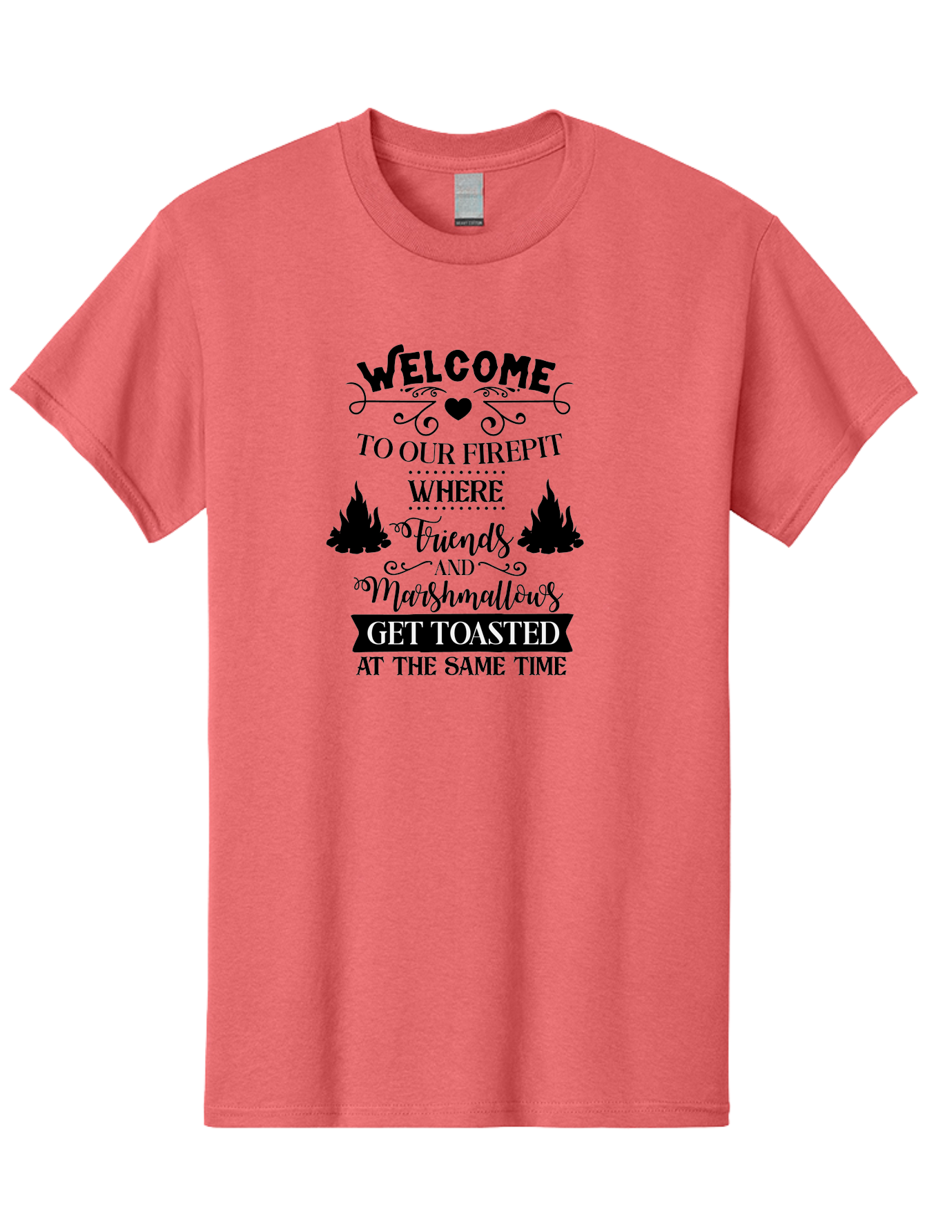 Welcome-To-Our-Firepit Men'S Graphic Tee, 100% Cotton, Comfortable Casual Summer Wear, Machine Washable, Camping Quotes, Friendship Quotes, Marshmallow Toasting, Campfire Quotes, Outdoor Fun, Friendship And Marshmallows, Toasted Treats, Aad296 9