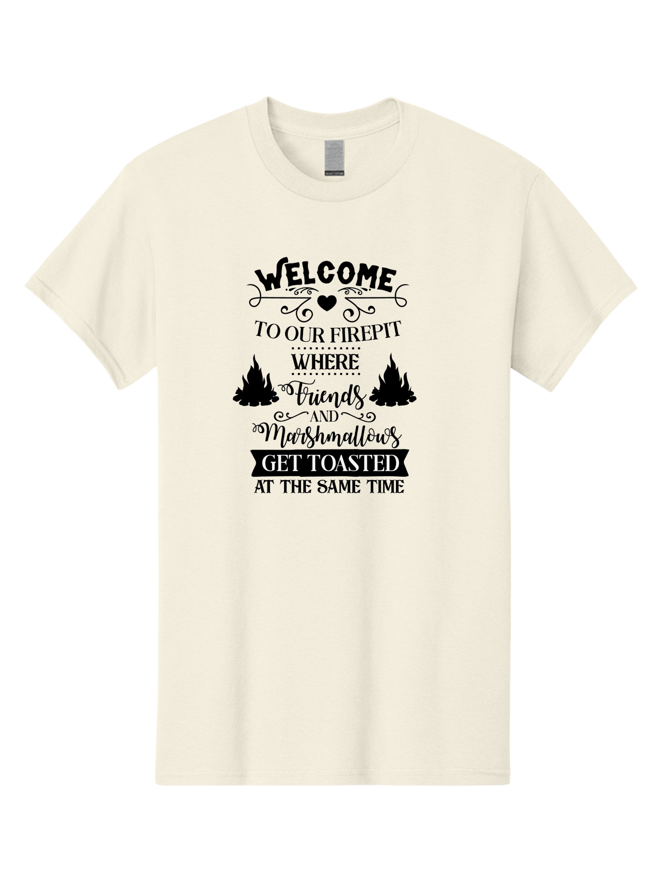 Welcome-To-Our-Firepit Men'S Graphic Tee, 100% Cotton, Comfortable Casual Summer Wear, Machine Washable, Camping Quotes, Friendship Quotes, Marshmallow Toasting, Campfire Quotes, Outdoor Fun, Friendship And Marshmallows, Toasted Treats, Aad296 23