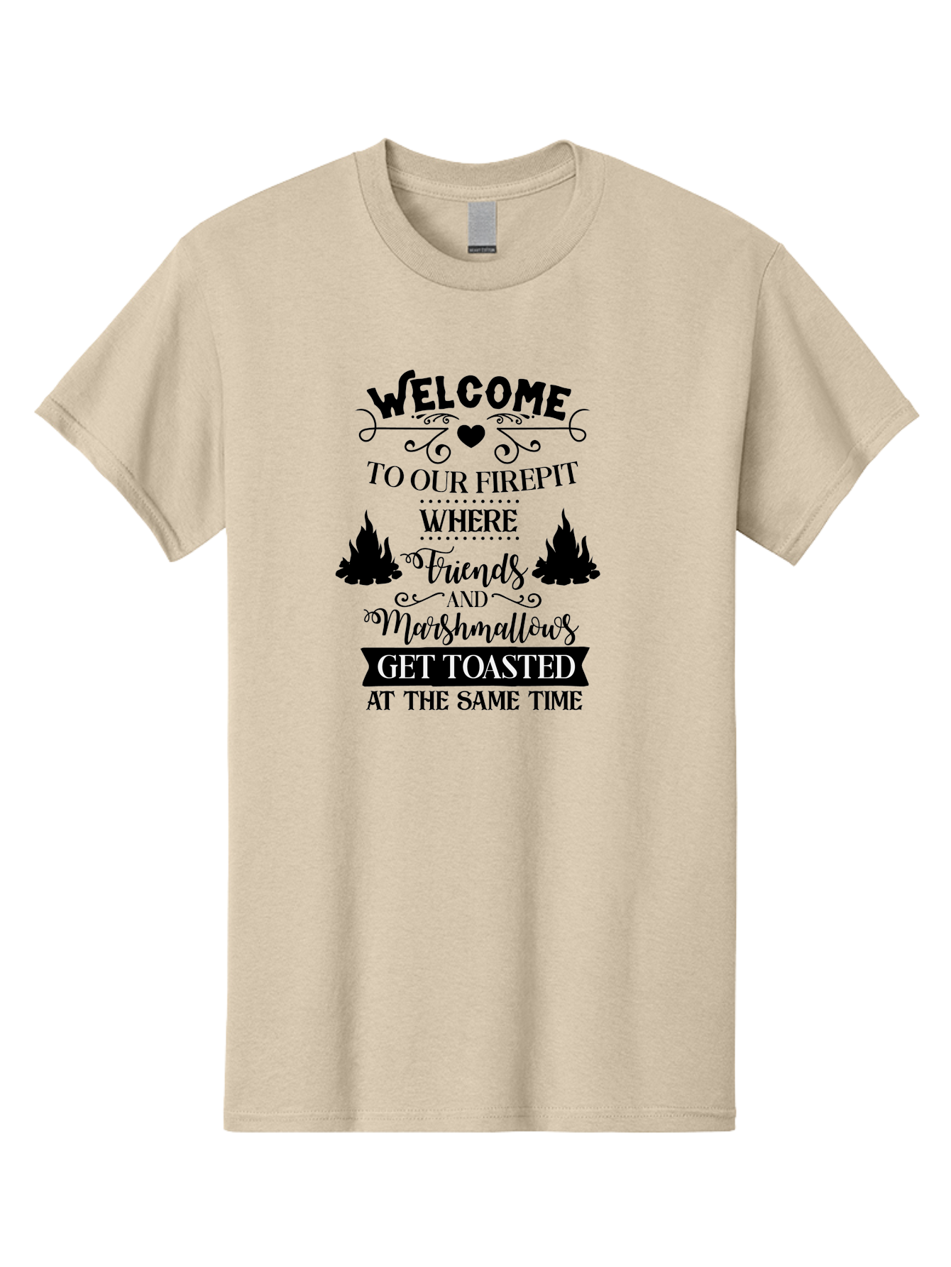 Welcome-To-Our-Firepit Men'S Graphic Tee, 100% Cotton, Comfortable Casual Summer Wear, Machine Washable, Camping Quotes, Friendship Quotes, Marshmallow Toasting, Campfire Quotes, Outdoor Fun, Friendship And Marshmallows, Toasted Treats, Aad296 17