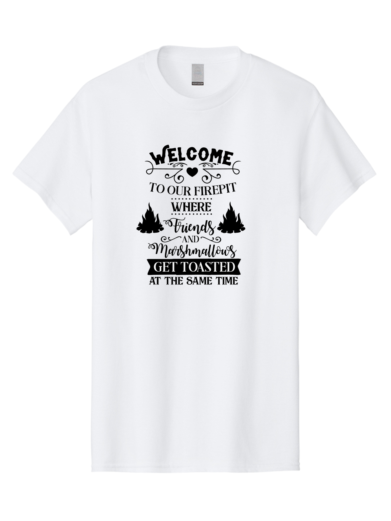 Welcome-To-Our-Firepit Men'S Graphic Tee, 100% Cotton, Comfortable Casual Summer Wear, Machine Washable, Camping Quotes, Friendship Quotes, Marshmallow Toasting, Campfire Quotes, Outdoor Fun, Friendship And Marshmallows, Toasted Treats, Aad296 7