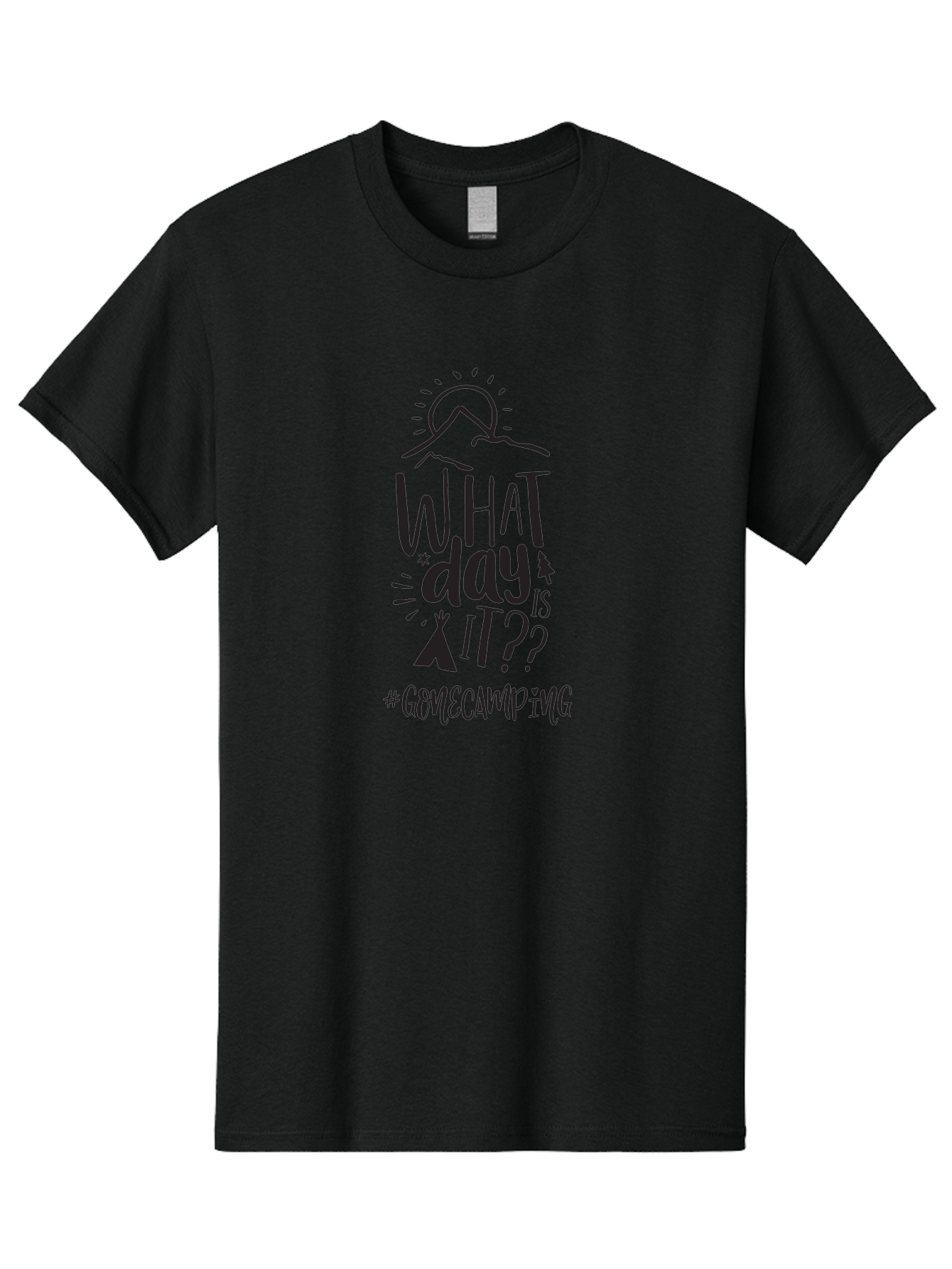 What-Day-Is-It-Gomecamping Men'S Graphic Tee, 100% Cotton, Comfortable Casual Summer Wear, Machine Washable, Camping Trip, Outdoor Adventure, Nature Escape, Teepee, Mountains, Sun, Stars, Hashtag Gomecamping, Camping Life, Weekend Getaway Aad297 17