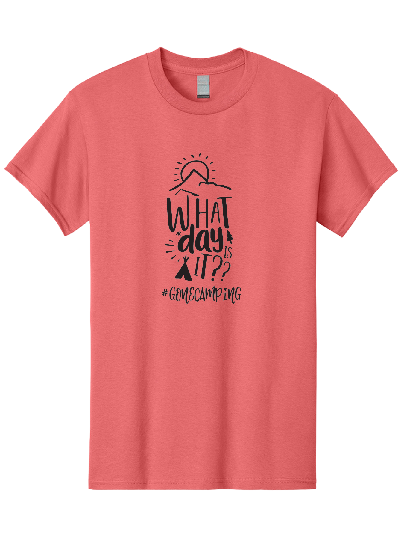 What-Day-Is-It-Gomecamping Men'S Graphic Tee, 100% Cotton, Comfortable Casual Summer Wear, Machine Washable, Camping Trip, Outdoor Adventure, Nature Escape, Teepee, Mountains, Sun, Stars, Hashtag Gomecamping, Camping Life, Weekend Getaway Aad297 5