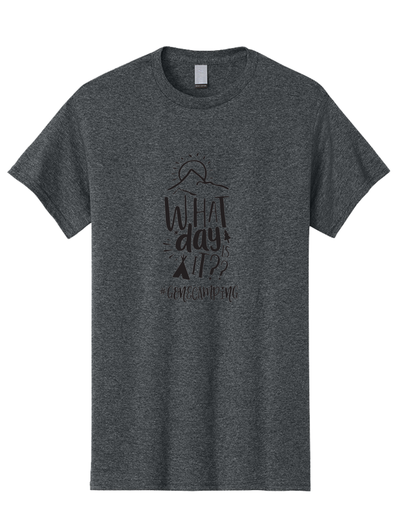 What-Day-Is-It-Gomecamping Men'S Graphic Tee, 100% Cotton, Comfortable Casual Summer Wear, Machine Washable, Camping Trip, Outdoor Adventure, Nature Escape, Teepee, Mountains, Sun, Stars, Hashtag Gomecamping, Camping Life, Weekend Getaway Aad297 11