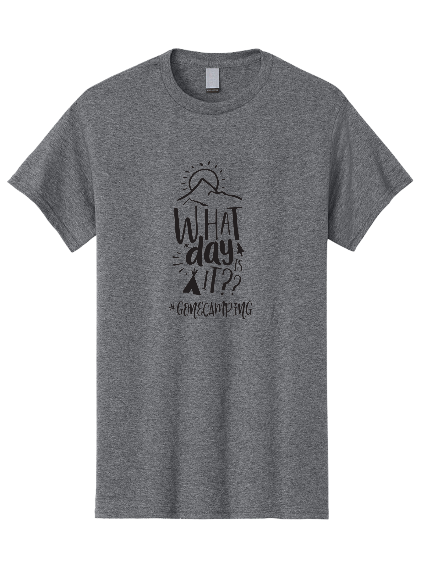 What-Day-Is-It-Gomecamping Men'S Graphic Tee, 100% Cotton, Comfortable Casual Summer Wear, Machine Washable, Camping Trip, Outdoor Adventure, Nature Escape, Teepee, Mountains, Sun, Stars, Hashtag Gomecamping, Camping Life, Weekend Getaway Aad297 29