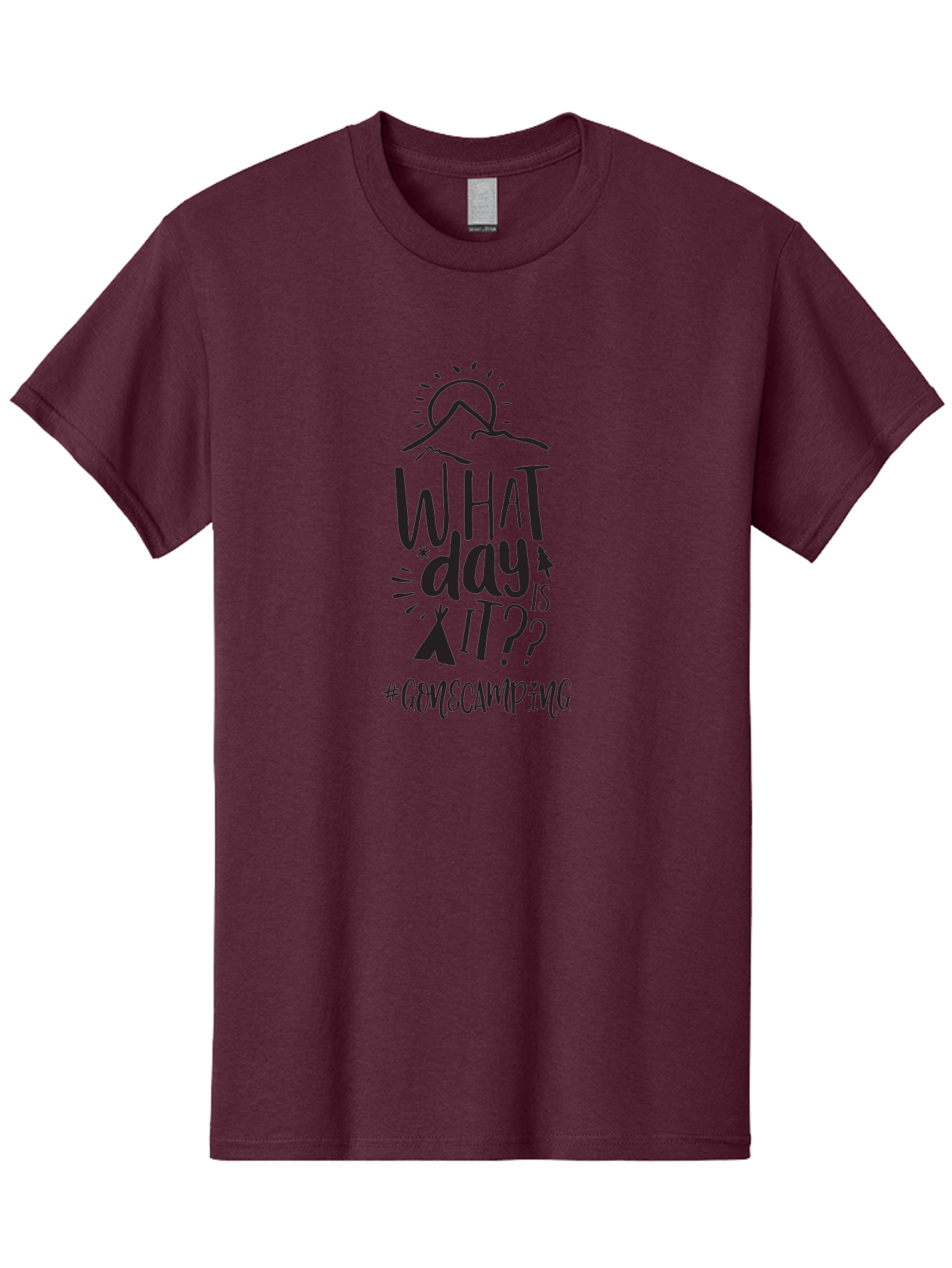 What-Day-Is-It-Gomecamping Men'S Graphic Tee, 100% Cotton, Comfortable Casual Summer Wear, Machine Washable, Camping Trip, Outdoor Adventure, Nature Escape, Teepee, Mountains, Sun, Stars, Hashtag Gomecamping, Camping Life, Weekend Getaway Aad297 21
