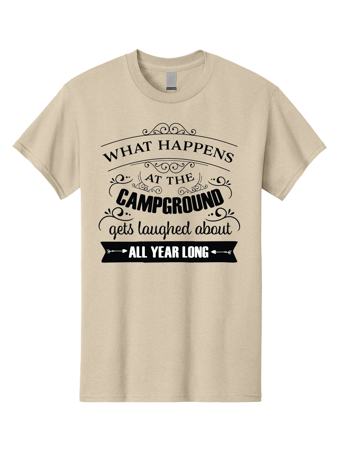 What-Happens-At-The-Campground Men'S Graphic Tee, 100% Cotton, Comfortable Casual Summer Wear, Machine Washable, Camping Funny, Humor Quotes, Outdoorsy Vibe, Camping Adventures, Outdoor Humor, Funny Sayings About Camping, Camping Jokes, Aad298 1