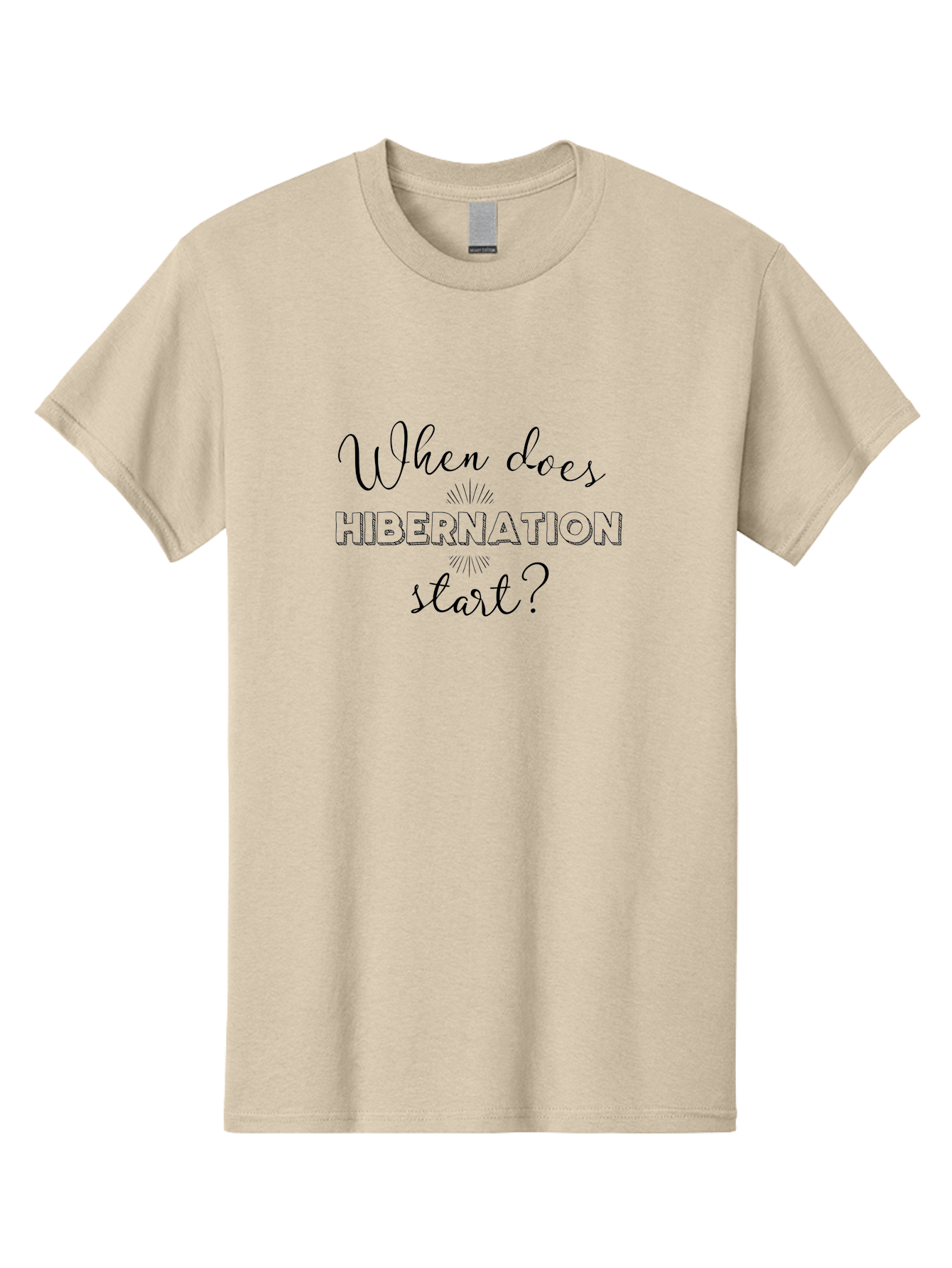 When-Does-Hibernation-Start Men'S Graphic Tee, 100% Cotton, Comfortable Casual Summer Wear, Machine Washable, Hibernation Starts, When To Hibernate, Animal Hibernation, Winter Sleep, Seasonal Animals, Wildlife Facts Aad301 15