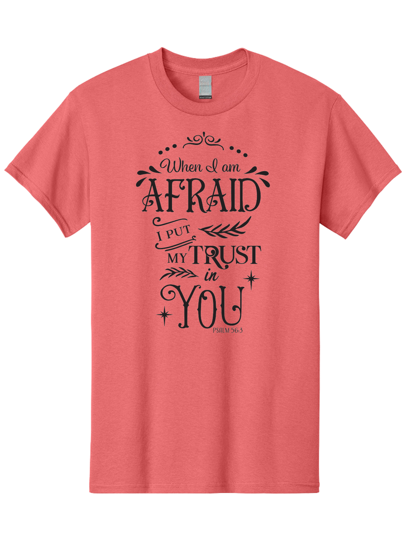 When-I-Am-Afraid Men'S Graphic Tee, 100% Cotton, Comfortable Casual Summer Wear, Machine Washable, Inspirational Quote, Trust In God, Psalm 56:3, Faith And Trust, Motivational Words, Spiritual Guidance, Bible Verse Art, Typographic Design Aad302 9