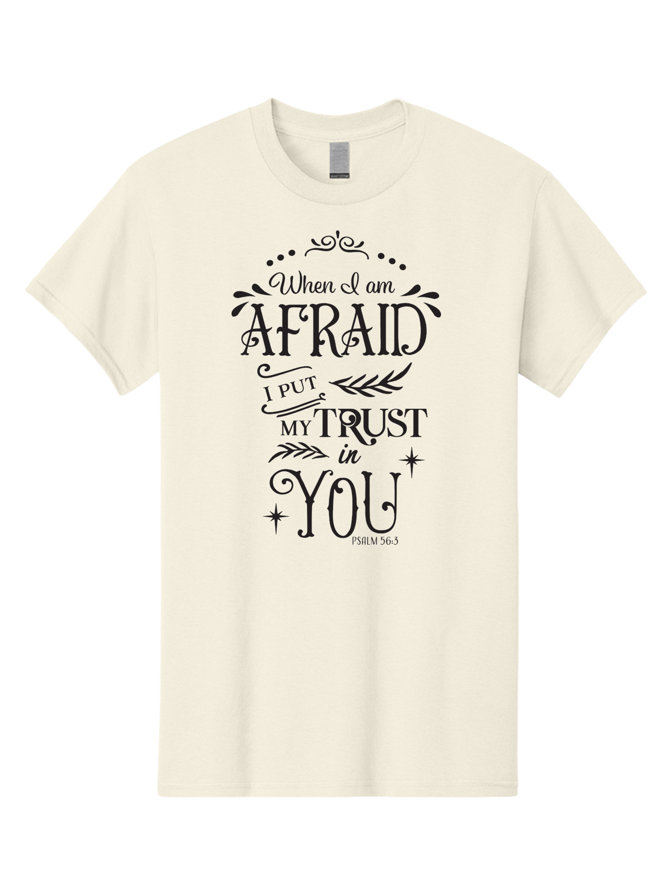 When-I-Am-Afraid Men'S Graphic Tee, 100% Cotton, Comfortable Casual Summer Wear, Machine Washable, Inspirational Quote, Trust In God, Psalm 56:3, Faith And Trust, Motivational Words, Spiritual Guidance, Bible Verse Art, Typographic Design Aad302 29