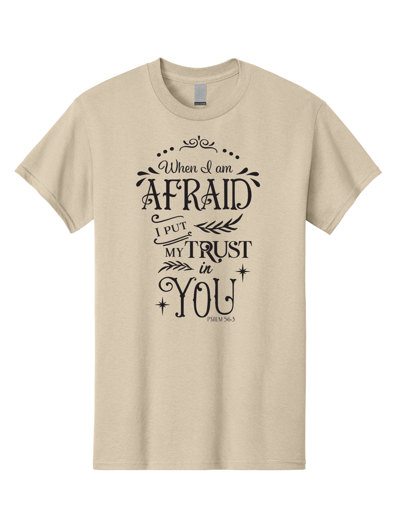 When-I-Am-Afraid Men'S Graphic Tee, 100% Cotton, Comfortable Casual Summer Wear, Machine Washable, Inspirational Quote, Trust In God, Psalm 56:3, Faith And Trust, Motivational Words, Spiritual Guidance, Bible Verse Art, Typographic Design Aad302 3