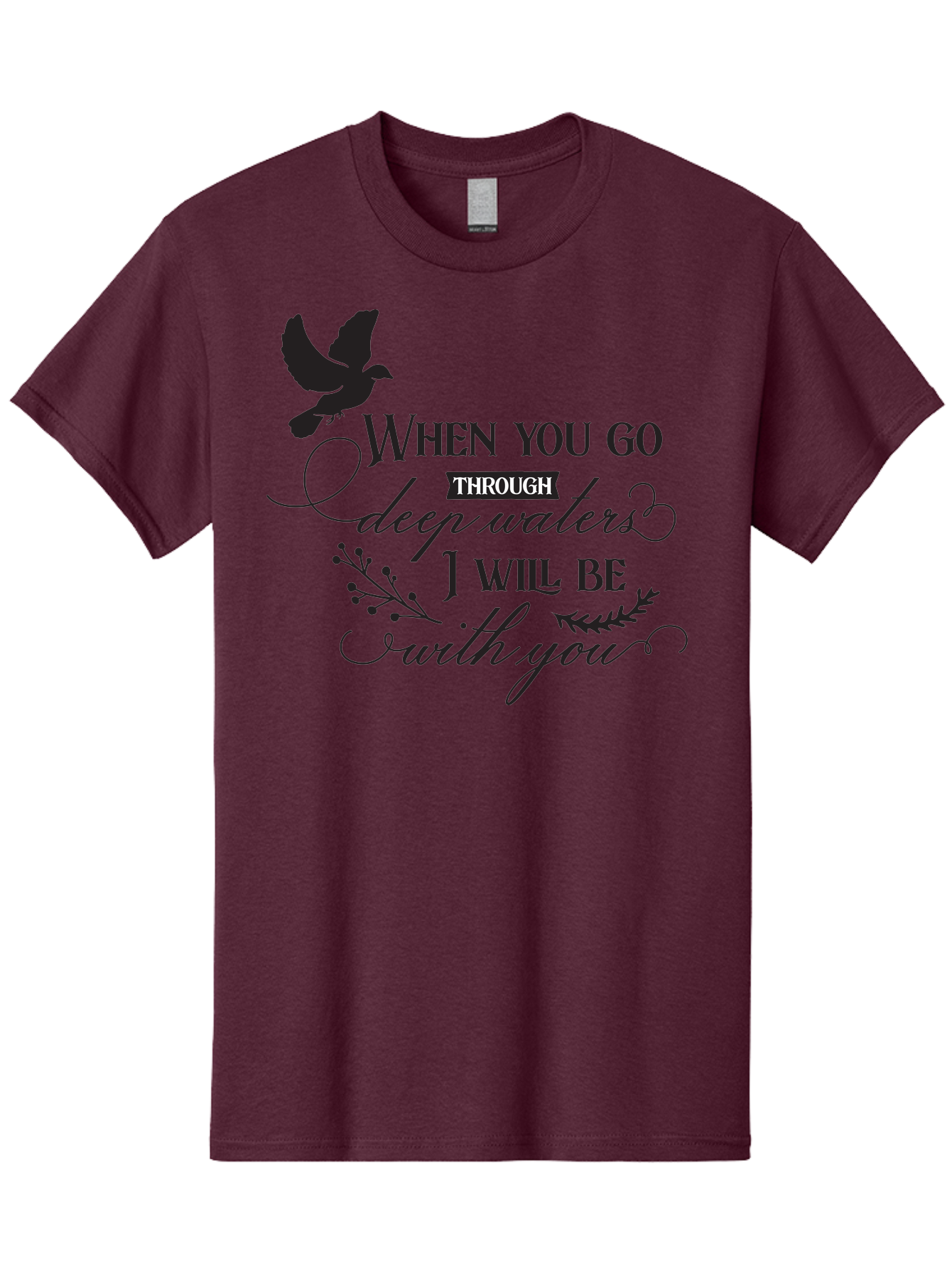 When-You-Go-Through-Deep-Waters-I-Will-Be-With-You Men'S Graphic Tee, 100% Cotton, Comfortable Casual Summer Wear, Machine Washable, Inspirational Quote, Motivational Words, Biblical Phrase, When You Go Through Deep Waters I Will Be With You, Aad308 15
