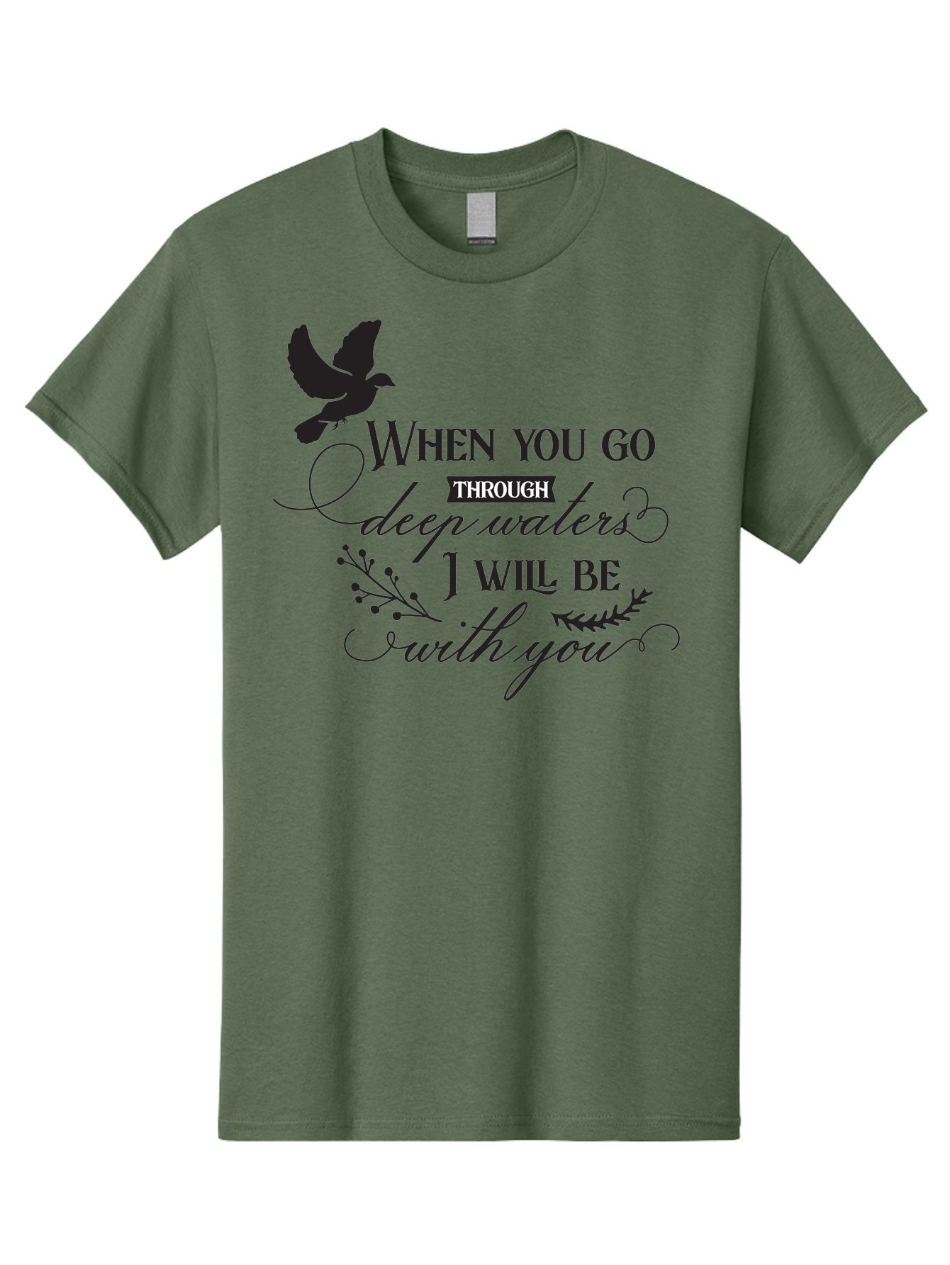 When-You-Go-Through-Deep-Waters-I-Will-Be-With-You Men'S Graphic Tee, 100% Cotton, Comfortable Casual Summer Wear, Machine Washable, Inspirational Quote, Motivational Words, Biblical Phrase, When You Go Through Deep Waters I Will Be With You, Aad308 7