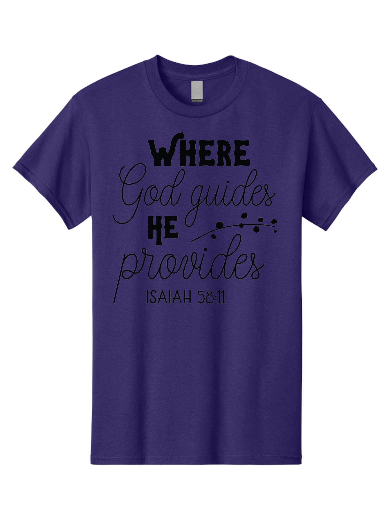 Where-God-Guides-He-Provides-1 Men'S Graphic Tee, 100% Cotton, Comfortable Casual Summer Wear, Machine Washable, Inspirational Quote, Isaiah 58:11, Bible Verse, Christian Faith, Motivation, Guidance, Provision, Spiritual Growth, Hope, Aad309 15