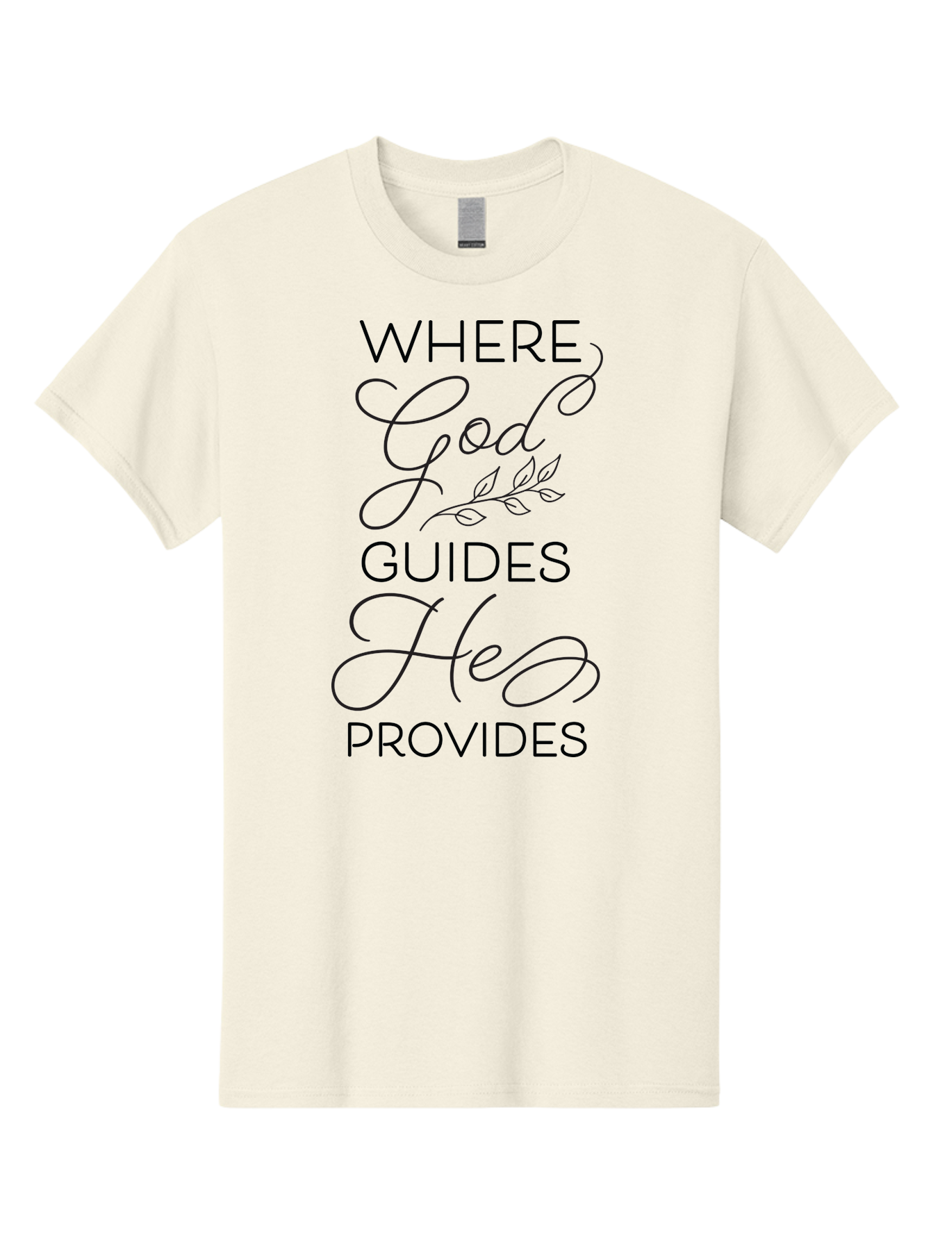 Where-God-Guides-He-Provides Men'S Graphic Tee, 100% Cotton, Comfortable Casual Summer Wear, Machine Washable, Inspirational Quote, Faith-Based Design, Religious Art, Motivational Words, Spiritual Guidance, Trust In God, Hope And Faith Aad310 7