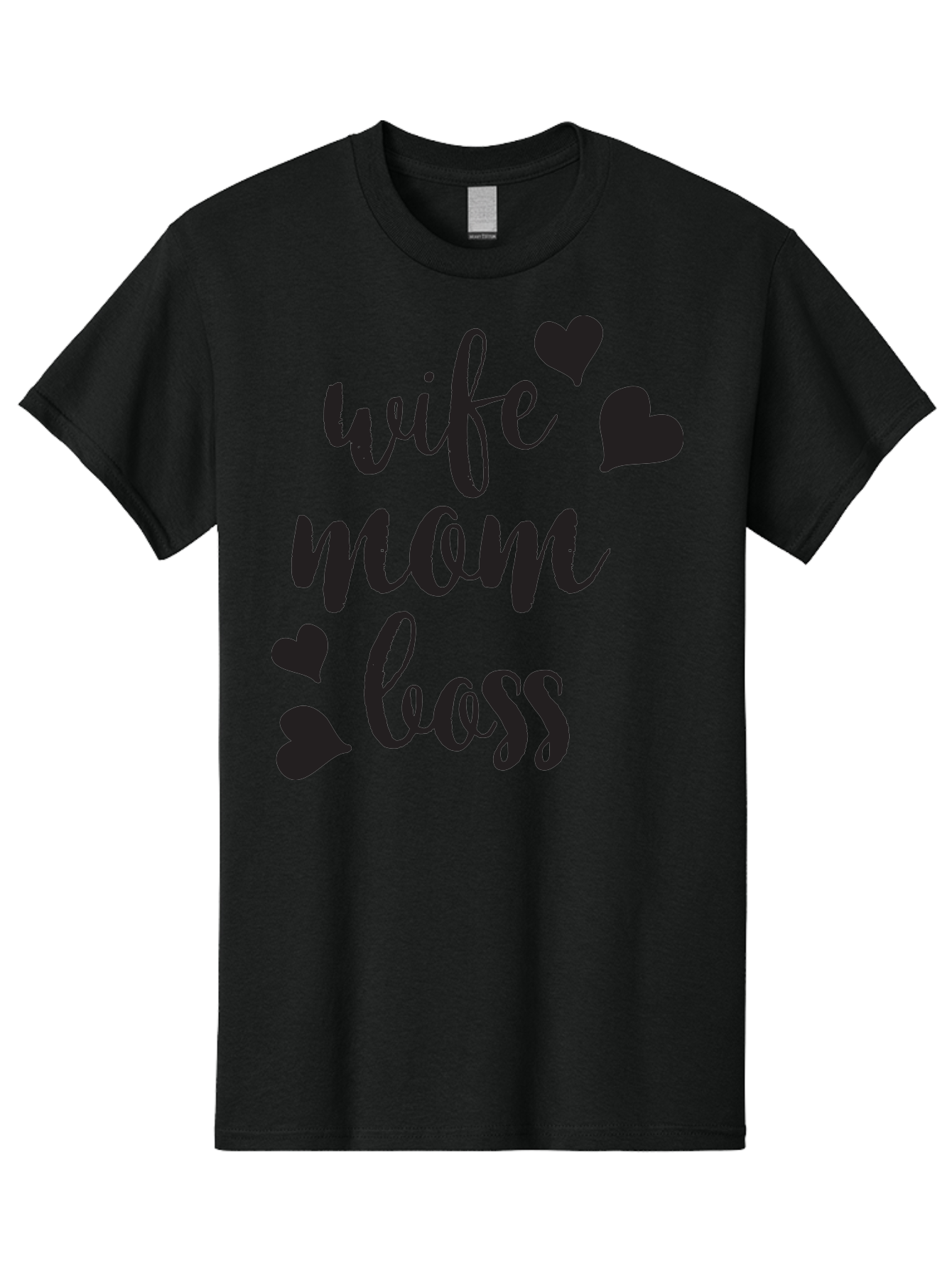 Wife-Mom-Boss Men'S Graphic Tee, 100% Cotton, Comfortable Casual Summer Wear, Machine Washable, Wife Mom Boss, Inspirational Quotes, Motivational Sayings, Empowering Women, Girl Power, Black Lettering, Heart Graphics, Modern Calligraphy Aad312 3