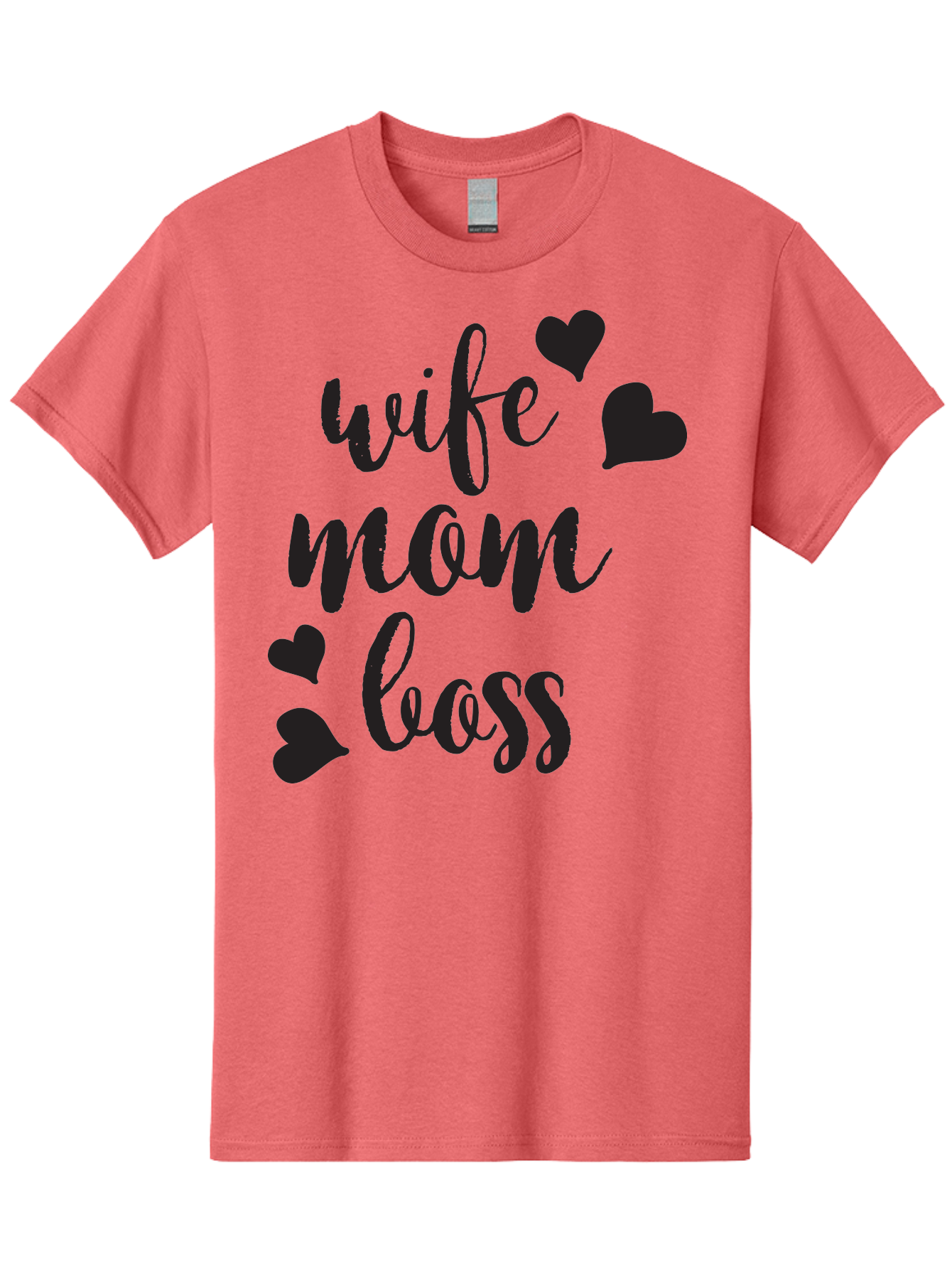 Wife-Mom-Boss Men'S Graphic Tee, 100% Cotton, Comfortable Casual Summer Wear, Machine Washable, Wife Mom Boss, Inspirational Quotes, Motivational Sayings, Empowering Women, Girl Power, Black Lettering, Heart Graphics, Modern Calligraphy Aad312 17