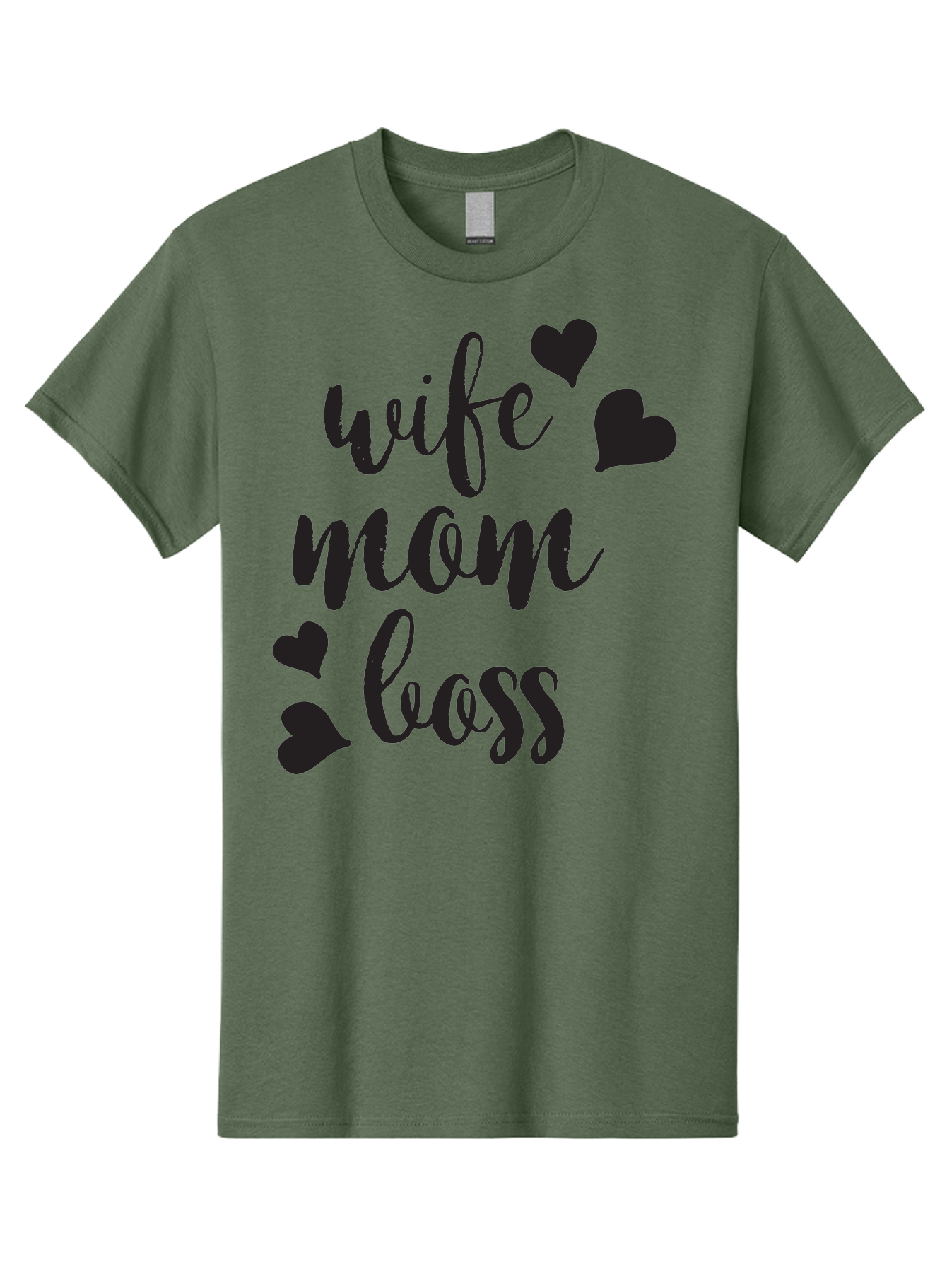 Wife-Mom-Boss Men'S Graphic Tee, 100% Cotton, Comfortable Casual Summer Wear, Machine Washable, Wife Mom Boss, Inspirational Quotes, Motivational Sayings, Empowering Women, Girl Power, Black Lettering, Heart Graphics, Modern Calligraphy Aad312 5