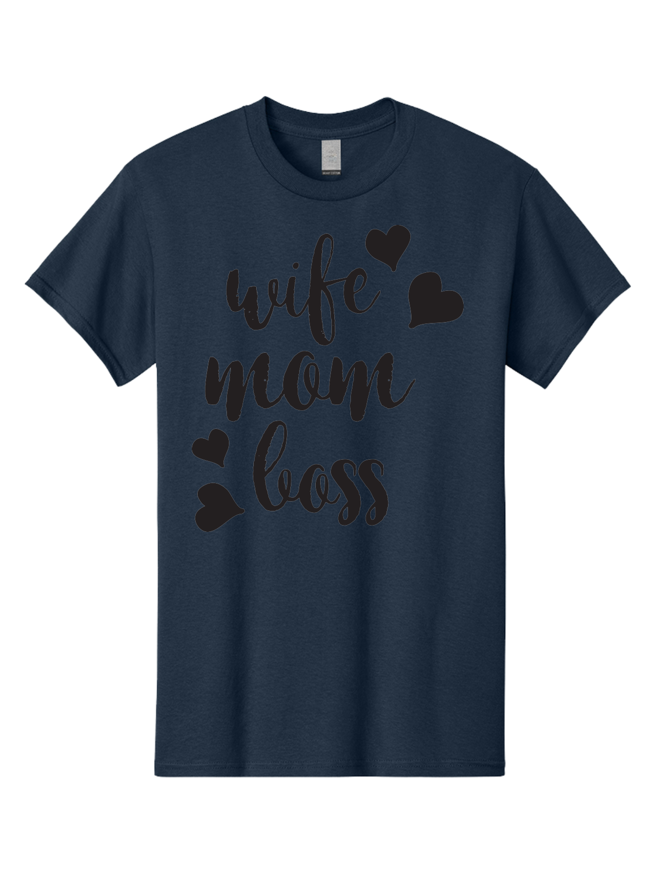 Wife-Mom-Boss Men'S Graphic Tee, 100% Cotton, Comfortable Casual Summer Wear, Machine Washable, Wife Mom Boss, Inspirational Quotes, Motivational Sayings, Empowering Women, Girl Power, Black Lettering, Heart Graphics, Modern Calligraphy Aad312 27