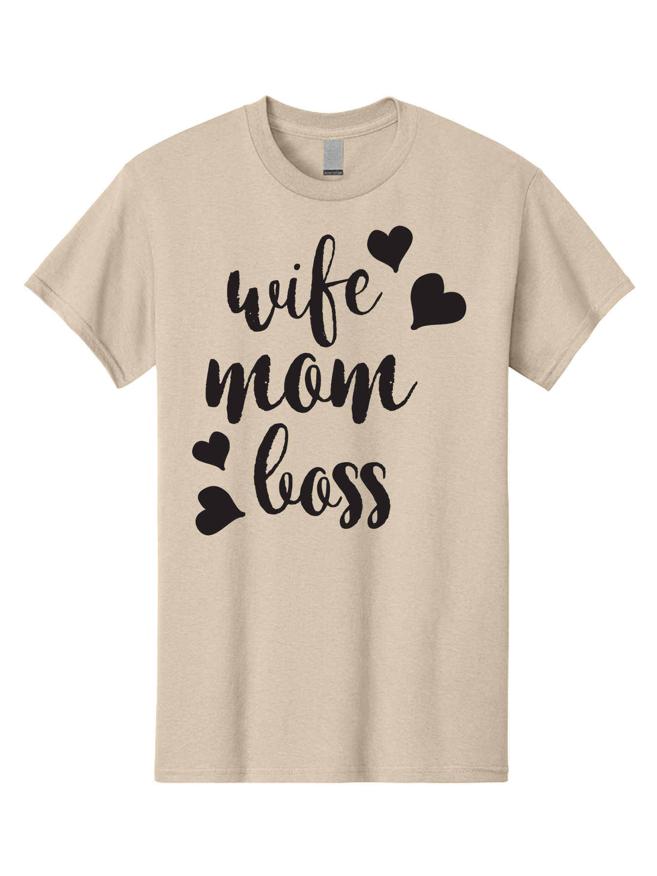 Wife-Mom-Boss Men'S Graphic Tee, 100% Cotton, Comfortable Casual Summer Wear, Machine Washable, Wife Mom Boss, Inspirational Quotes, Motivational Sayings, Empowering Women, Girl Power, Black Lettering, Heart Graphics, Modern Calligraphy Aad312 29