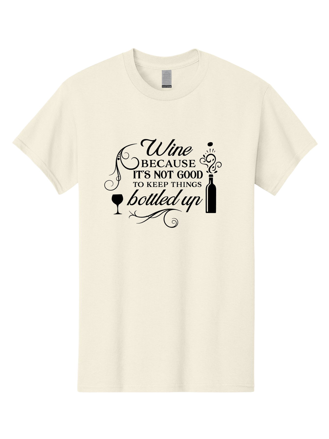 Wine-Because-It-S-Not-Good-To-Keep-Things-Bottled-Up Men'S Graphic Tee, 100% Cotton, Comfortable Casual Summer Wear, Machine Washable, Wine Quote, Wine Lover, Funny Wine Saying, Stress Relief, Wine Bottle, Wine Glass, Swirling Design, Aad313 19