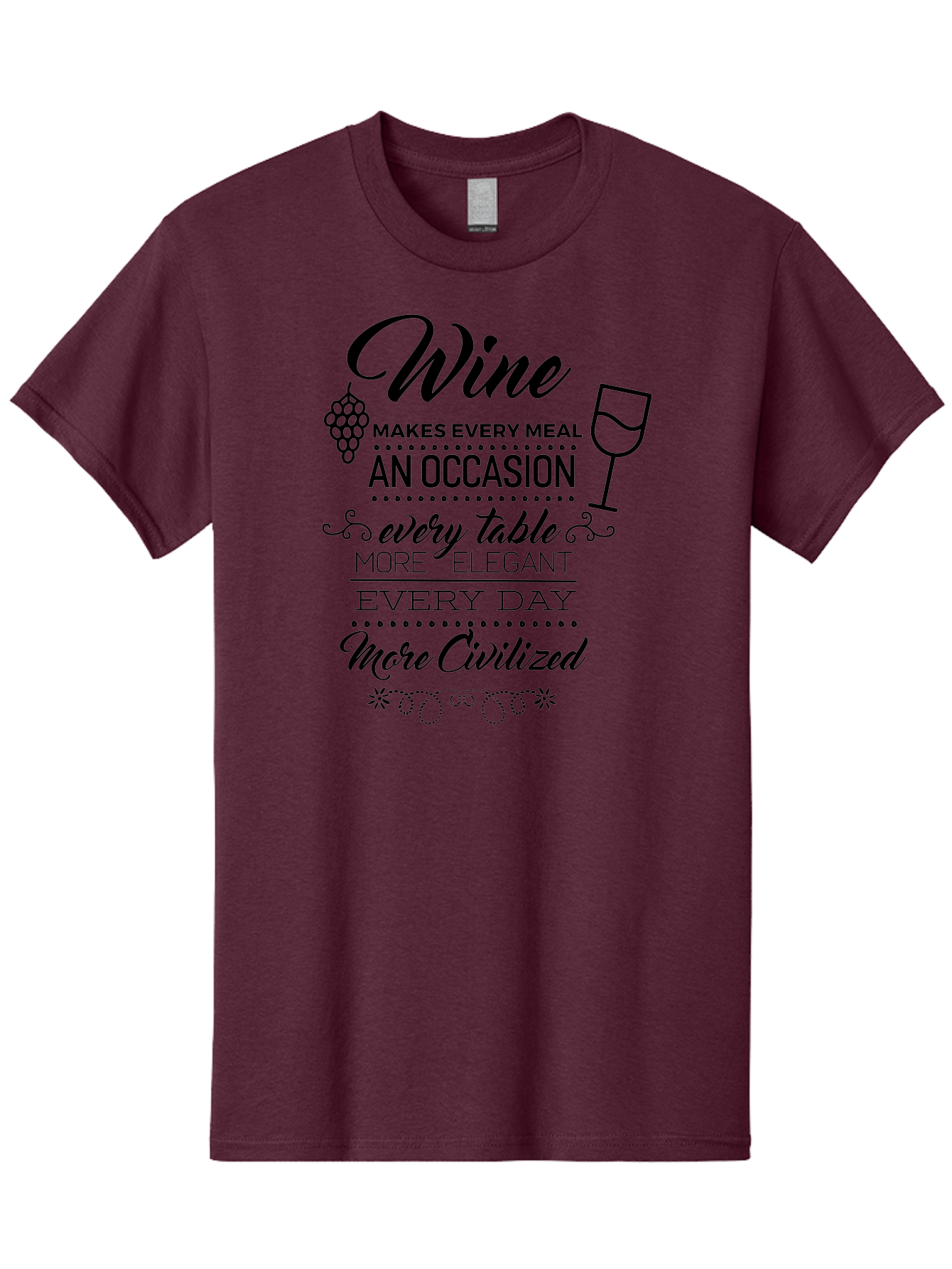 Wine-Makes-Every-Meal Men'S Graphic Tee, 100% Cotton, Comfortable Casual Summer Wear, Machine Washable, Wine Quote, Elegant Table Setting, Fine Dining, Wine And Grapes, Sophisticated Atmosphere, Luxury Lifestyle, Dinner Party, Wine Enthusiasts Aad314 17
