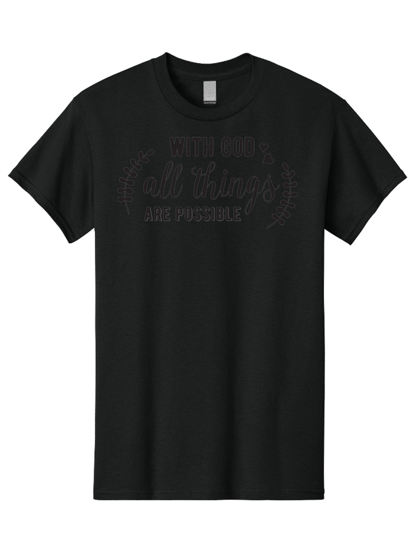 With-God-All-Things-Are-Possible Men'S Graphic Tee, 100% Cotton, Comfortable Casual Summer Wear, Machine Washable, Inspirational Quote, Motivational Phrase, Faith-Based Graphics, Floral Design Elements, Positive Affirmation, Heart Symbols, Aad316 7