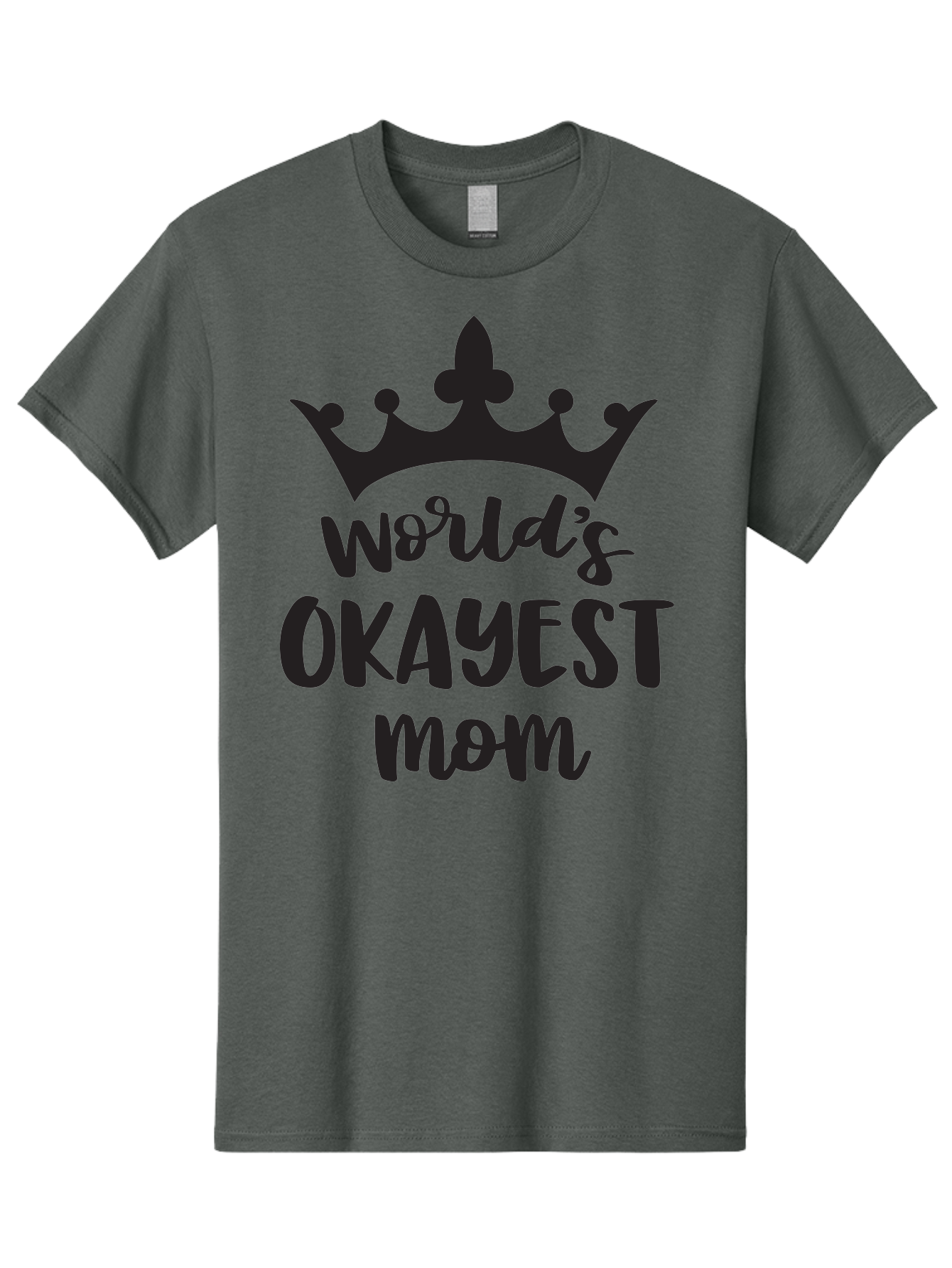 World-S-Okayest-Mom Men'S Graphic Tee, 100% Cotton, Comfortable Casual Summer Wear, Machine Washable, Funny Mom Quote, Okayest Mom, Mother'S Day Gift, Mom Humor, Crown Design, Playful Typography, Mom'S Day, Funny Crown Aad317 3
