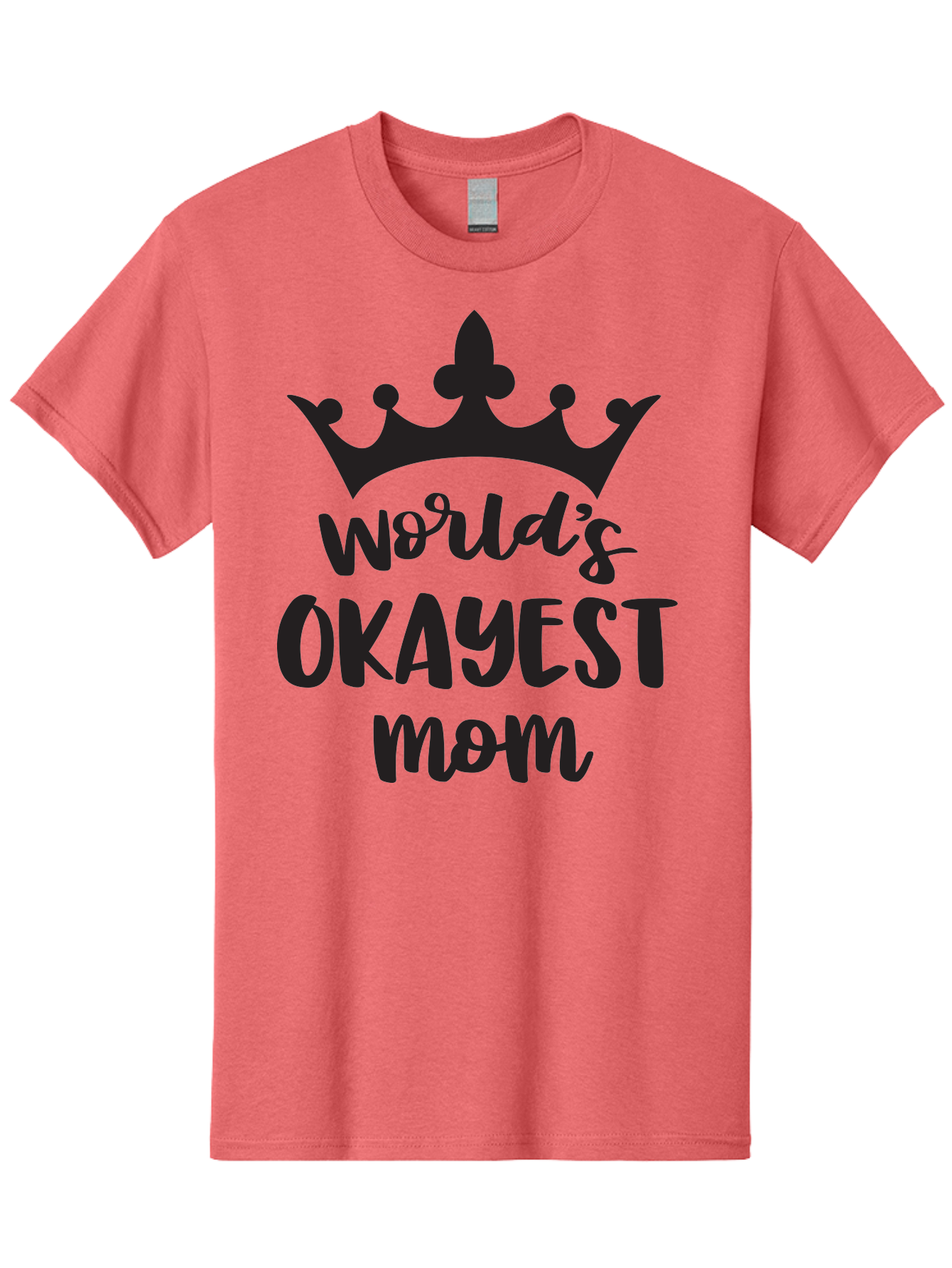 World-S-Okayest-Mom Men'S Graphic Tee, 100% Cotton, Comfortable Casual Summer Wear, Machine Washable, Funny Mom Quote, Okayest Mom, Mother'S Day Gift, Mom Humor, Crown Design, Playful Typography, Mom'S Day, Funny Crown Aad317 9