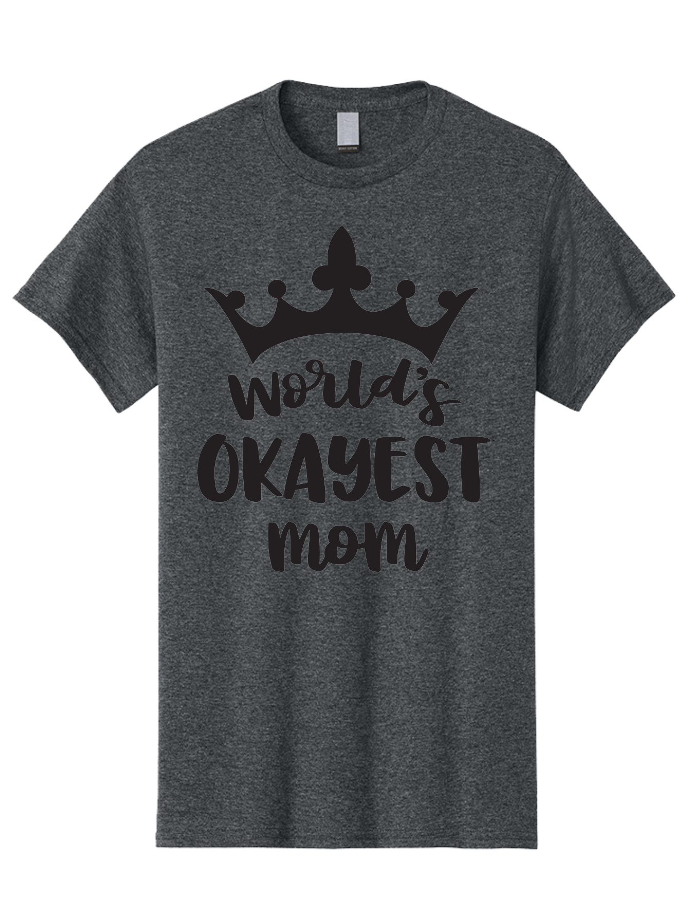 World-S-Okayest-Mom Men'S Graphic Tee, 100% Cotton, Comfortable Casual Summer Wear, Machine Washable, Funny Mom Quote, Okayest Mom, Mother'S Day Gift, Mom Humor, Crown Design, Playful Typography, Mom'S Day, Funny Crown Aad317 21