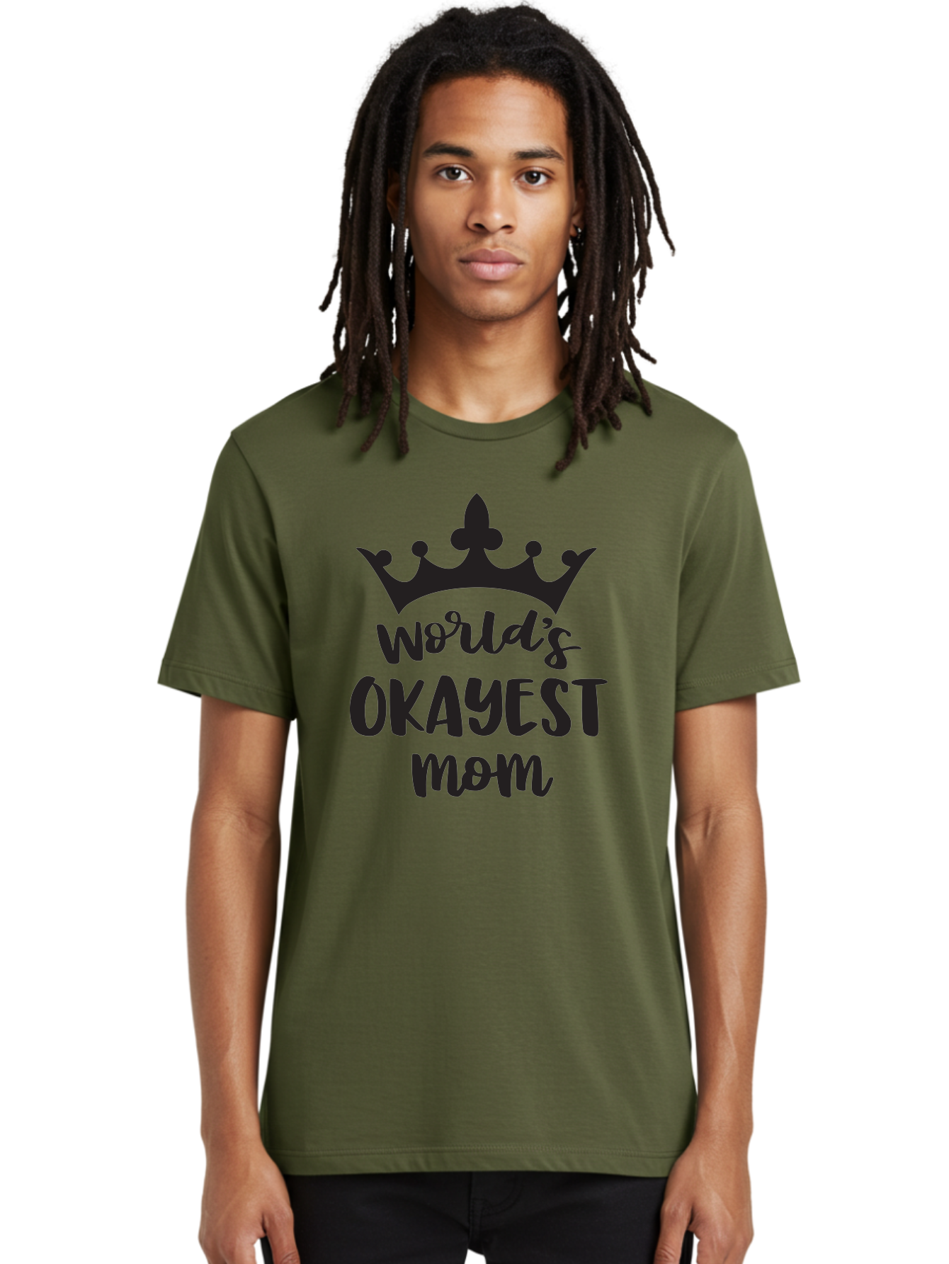 World-S-Okayest-Mom Men'S Graphic Tee, 100% Cotton, Comfortable Casual Summer Wear, Machine Washable, Funny Mom Quote, Okayest Mom, Mother'S Day Gift, Mom Humor, Crown Design, Playful Typography, Mom'S Day, Funny Crown Aad317 28