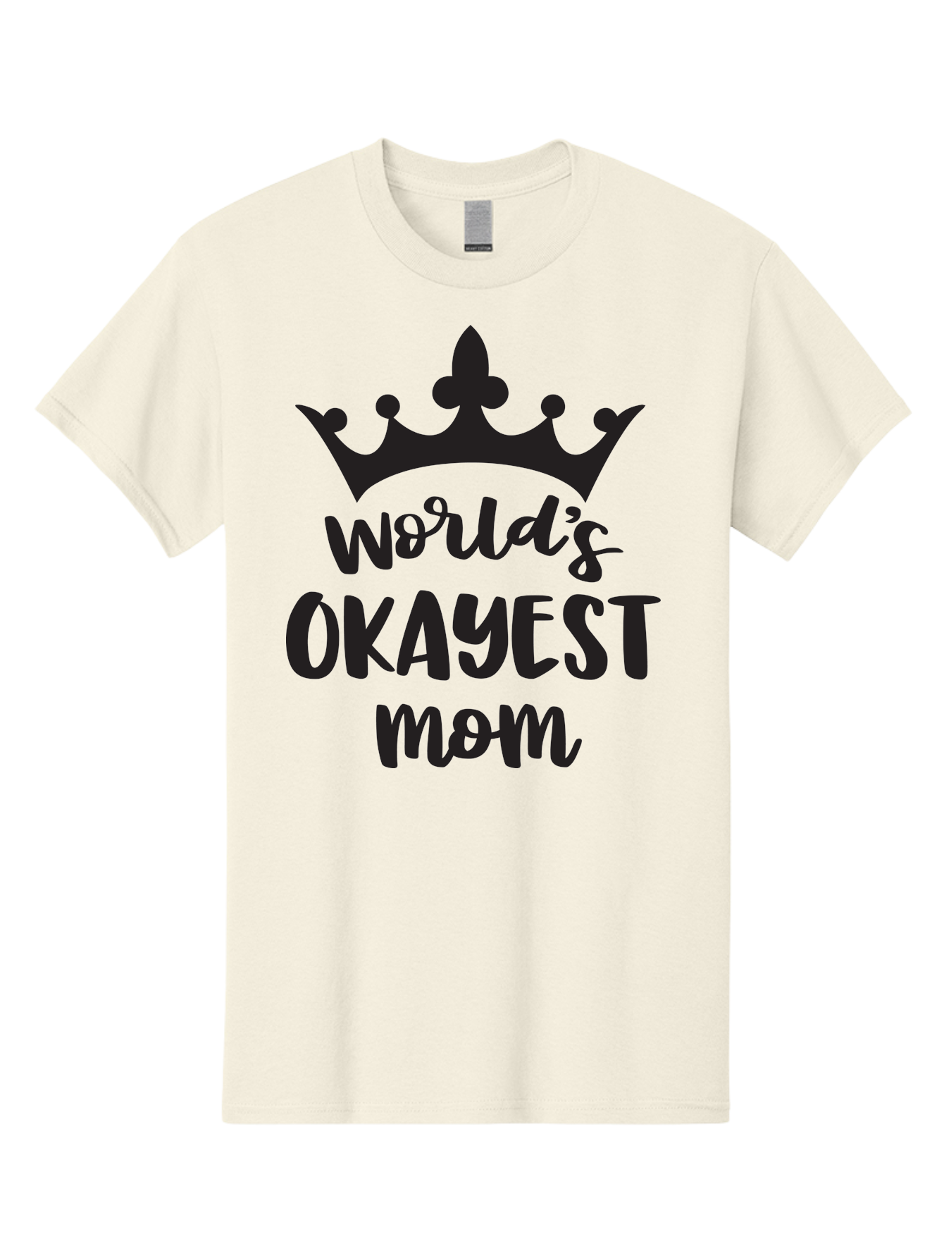 World-S-Okayest-Mom Men'S Graphic Tee, 100% Cotton, Comfortable Casual Summer Wear, Machine Washable, Funny Mom Quote, Okayest Mom, Mother'S Day Gift, Mom Humor, Crown Design, Playful Typography, Mom'S Day, Funny Crown Aad317 5