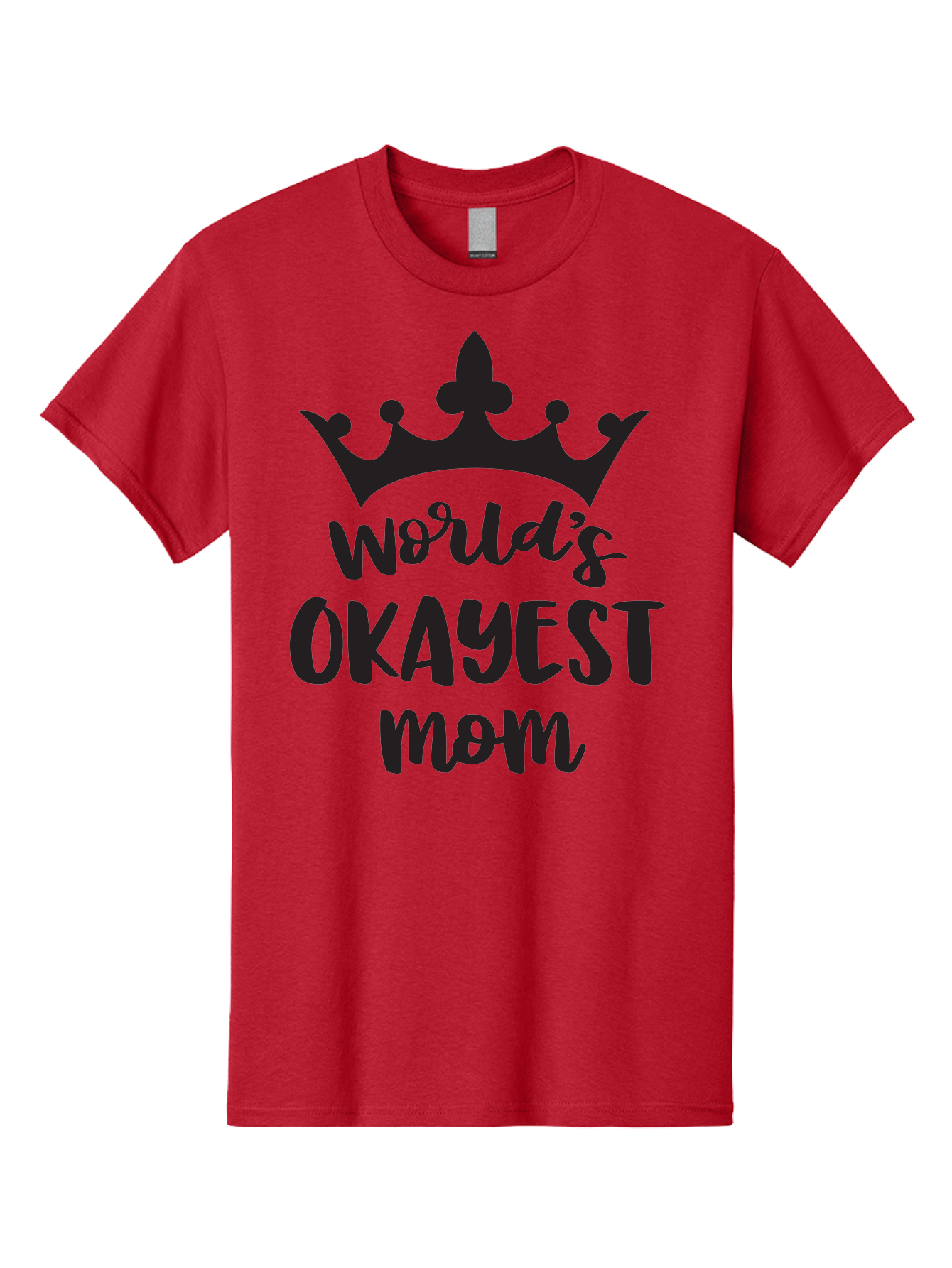 World-S-Okayest-Mom Men'S Graphic Tee, 100% Cotton, Comfortable Casual Summer Wear, Machine Washable, Funny Mom Quote, Okayest Mom, Mother'S Day Gift, Mom Humor, Crown Design, Playful Typography, Mom'S Day, Funny Crown Aad317 11