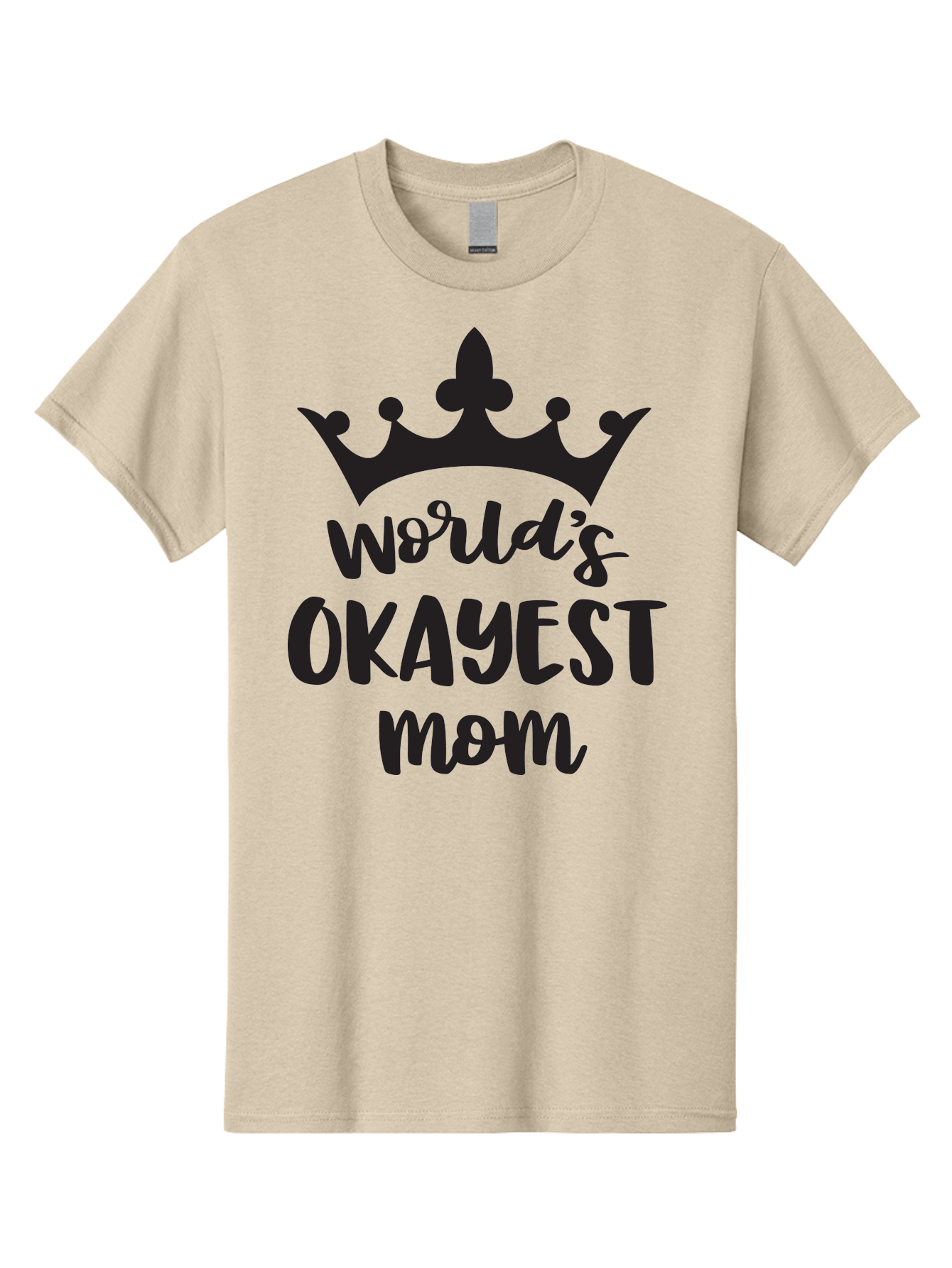 World-S-Okayest-Mom Men'S Graphic Tee, 100% Cotton, Comfortable Casual Summer Wear, Machine Washable, Funny Mom Quote, Okayest Mom, Mother'S Day Gift, Mom Humor, Crown Design, Playful Typography, Mom'S Day, Funny Crown Aad317 13