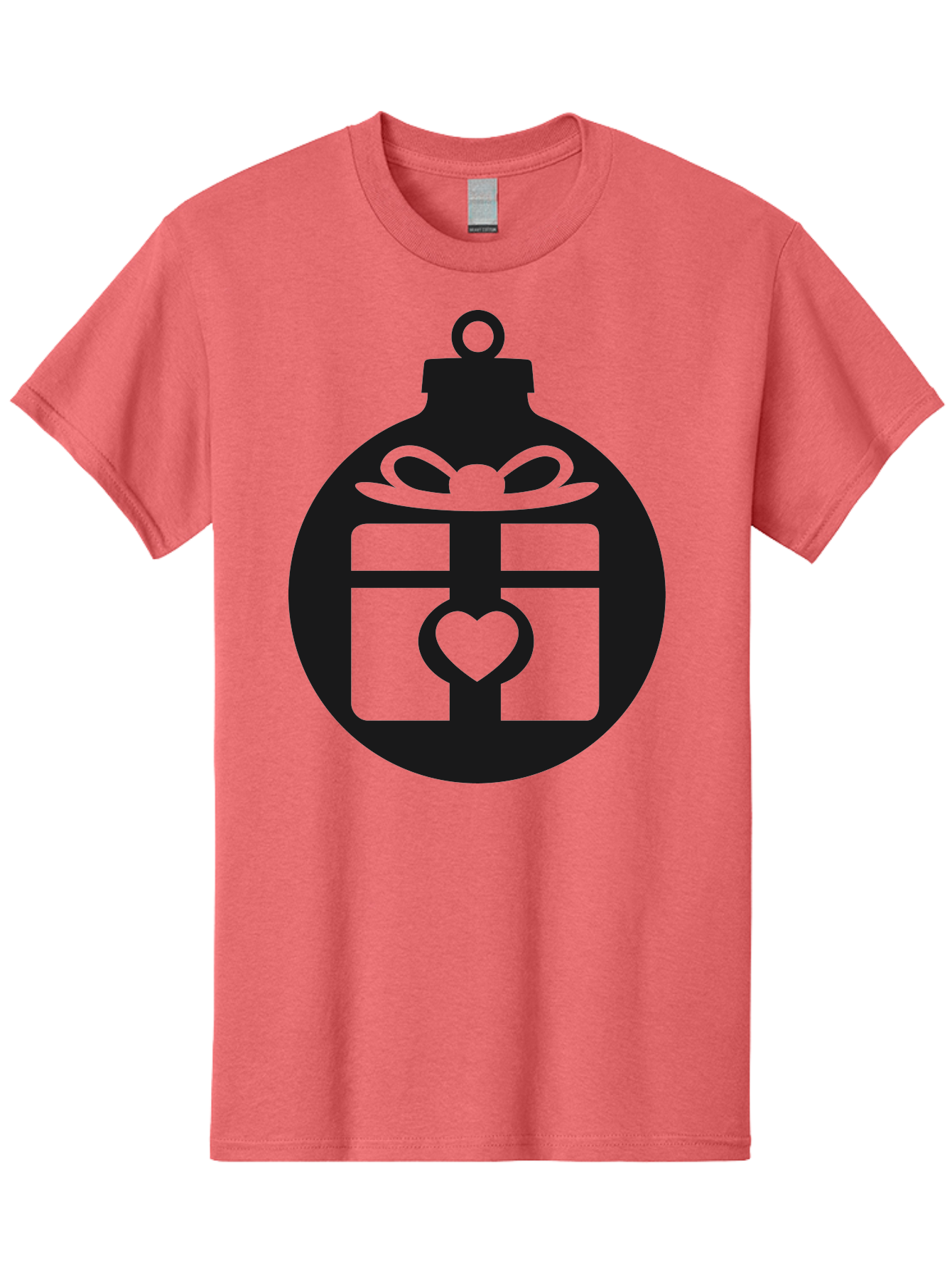 Wrapped-Gift-Ornament-1 Men'S Graphic Tee, 100% Cotton, Comfortable Casual Summer Wear, Machine Washable, Gift Box With A Bow, Heart-Shaped Decoration, Christmas Ornament, Festive Symbol, Holiday Gift Idea, Present With A Heart Aad320 7