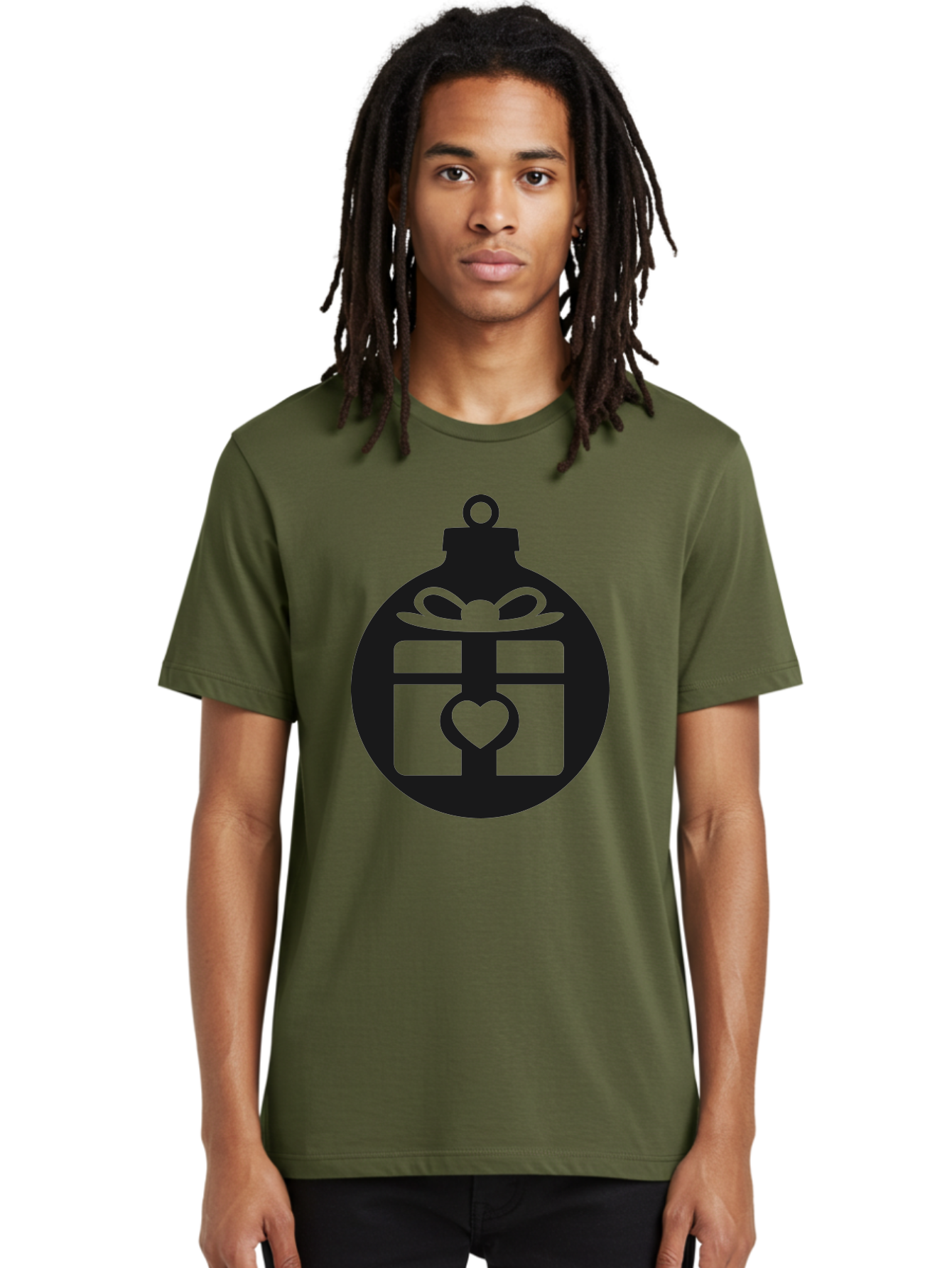 Wrapped-Gift-Ornament-1 Men'S Graphic Tee, 100% Cotton, Comfortable Casual Summer Wear, Machine Washable, Gift Box With A Bow, Heart-Shaped Decoration, Christmas Ornament, Festive Symbol, Holiday Gift Idea, Present With A Heart Aad320 16