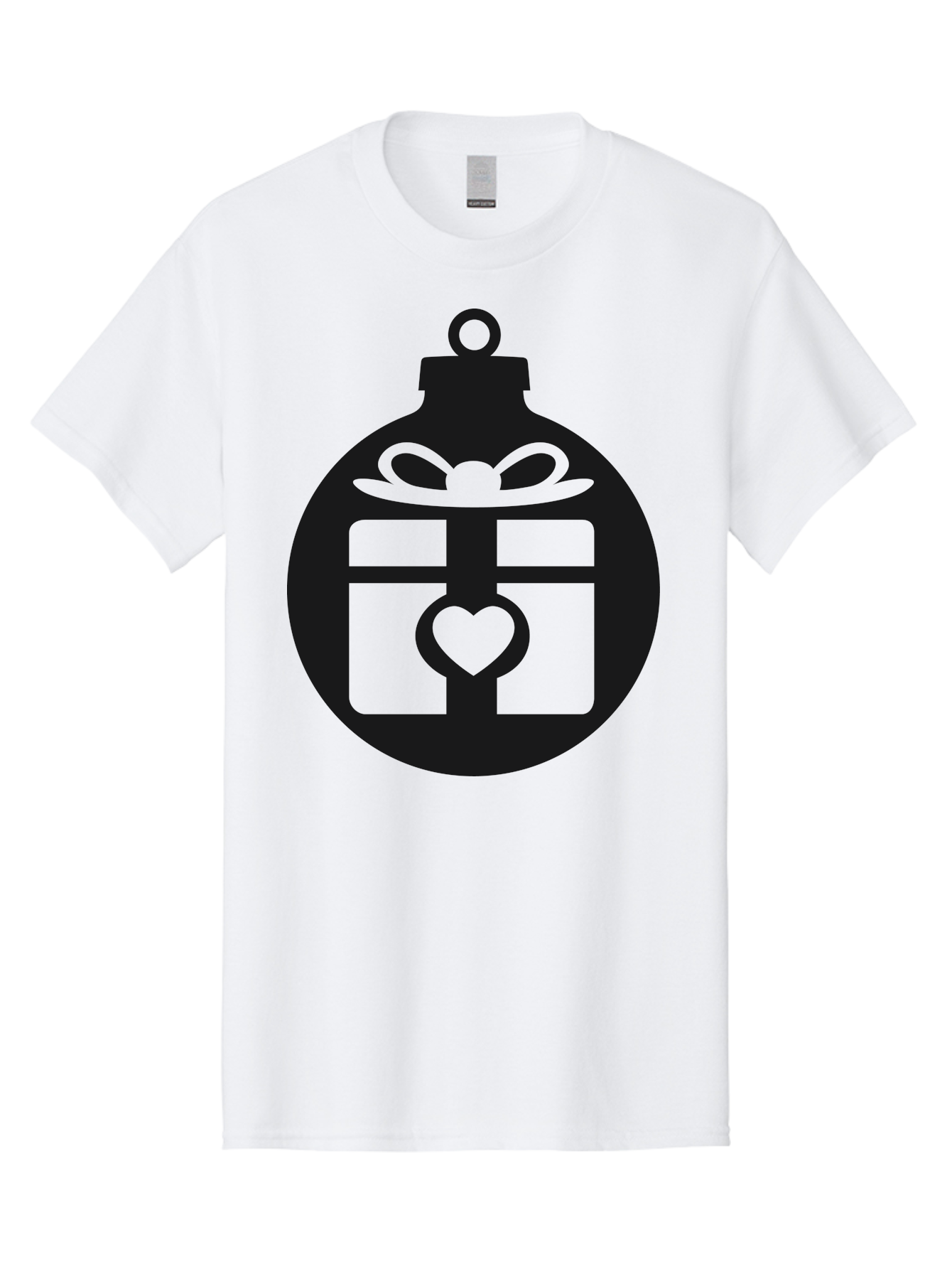 Wrapped-Gift-Ornament-1 Men'S Graphic Tee, 100% Cotton, Comfortable Casual Summer Wear, Machine Washable, Gift Box With A Bow, Heart-Shaped Decoration, Christmas Ornament, Festive Symbol, Holiday Gift Idea, Present With A Heart Aad320 17