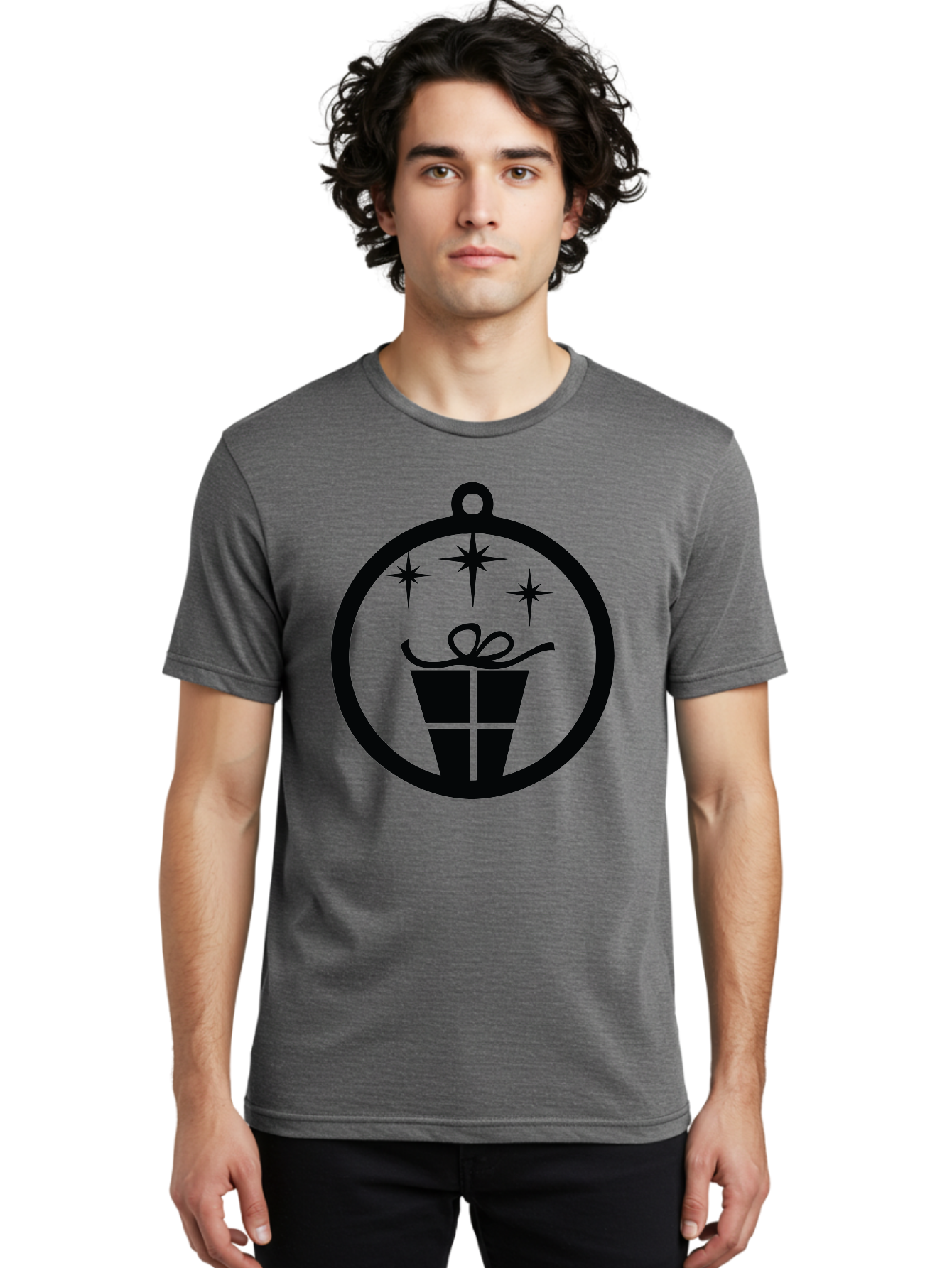 Wrapped-Gift-Ornament Men'S Graphic Tee, 100% Cotton, Comfortable Casual Summer Wear, Machine Washable, Gift Box, Ornament, Stars, Festive Design, Holiday Decoration, Gift Giving, Christmas Symbol, Celebration, Wrapping, Present Aad321 28