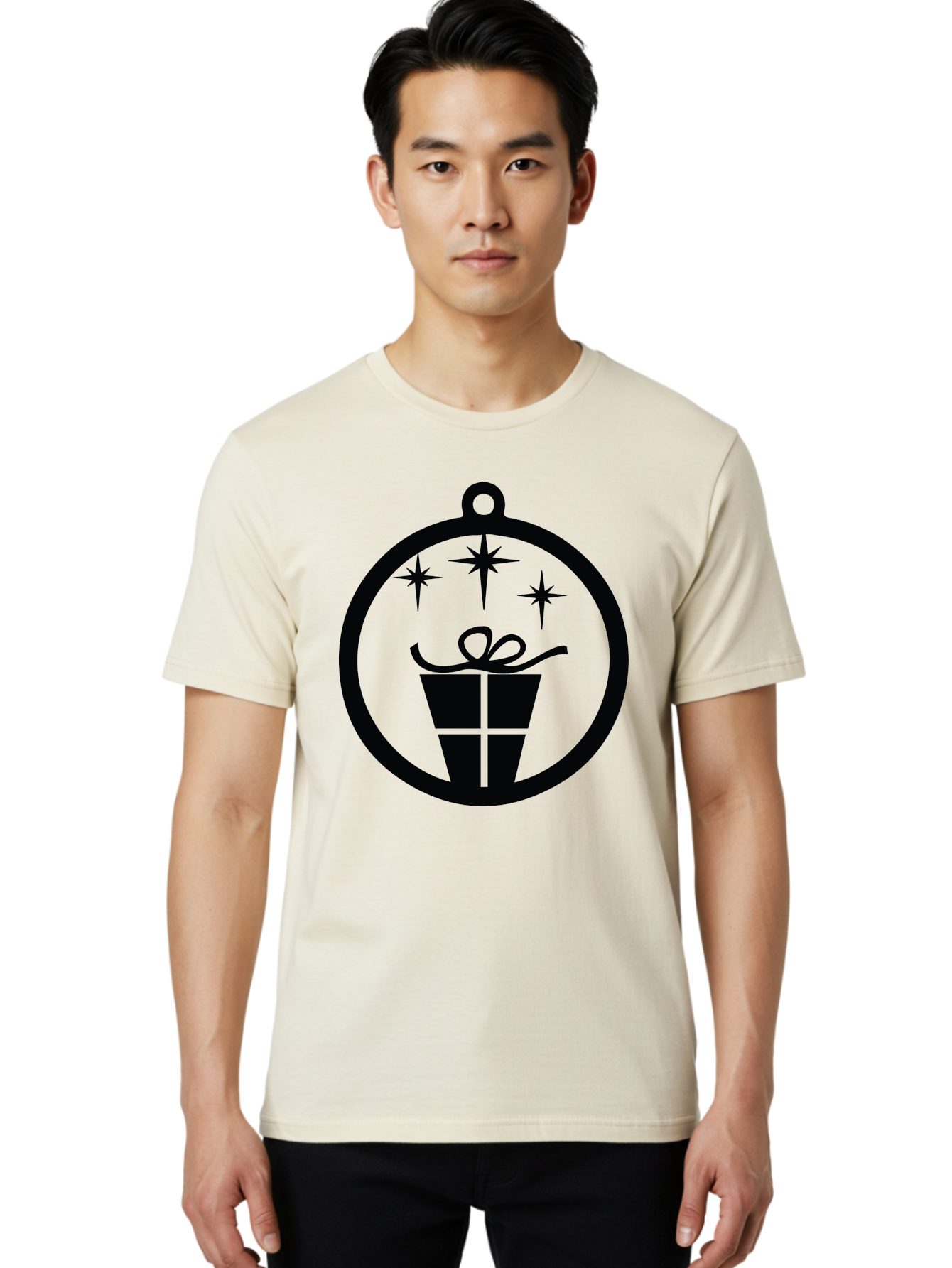 Wrapped-Gift-Ornament Men'S Graphic Tee, 100% Cotton, Comfortable Casual Summer Wear, Machine Washable, Gift Box, Ornament, Stars, Festive Design, Holiday Decoration, Gift Giving, Christmas Symbol, Celebration, Wrapping, Present Aad321 10