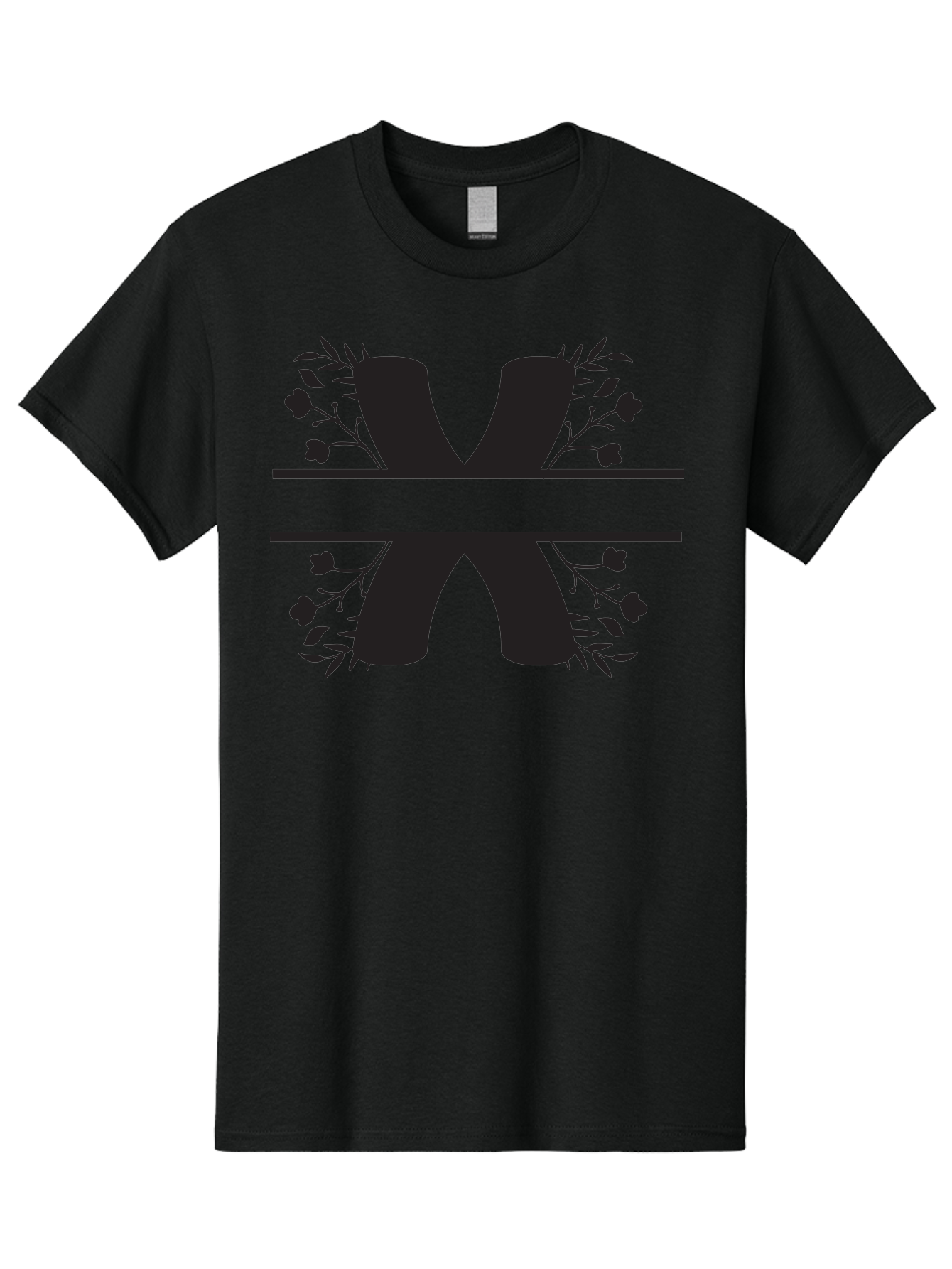 X Men'S Graphic Tee, 100% Cotton, Comfortable Casual Summer Wear, Machine Washable, Stylish X, Floral Design, Black Silhouette, Leaves And Flowers, Bold Typography, Modern Graphic, Decorative Lettering Aad323 27