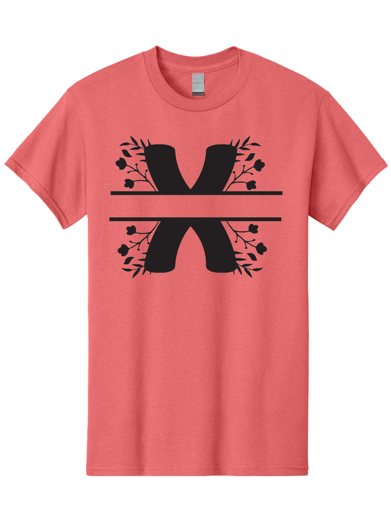 X Men'S Graphic Tee, 100% Cotton, Comfortable Casual Summer Wear, Machine Washable, Stylish X, Floral Design, Black Silhouette, Leaves And Flowers, Bold Typography, Modern Graphic, Decorative Lettering Aad323 17