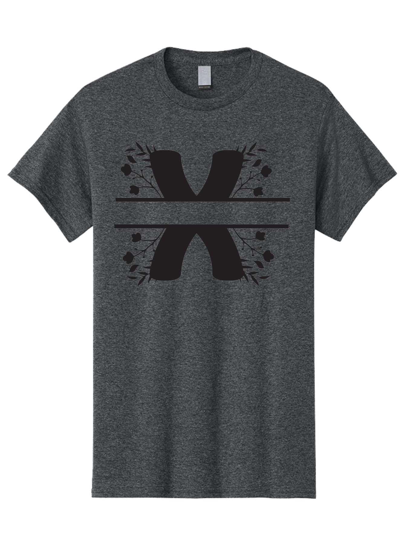 X Men'S Graphic Tee, 100% Cotton, Comfortable Casual Summer Wear, Machine Washable, Stylish X, Floral Design, Black Silhouette, Leaves And Flowers, Bold Typography, Modern Graphic, Decorative Lettering Aad323 21